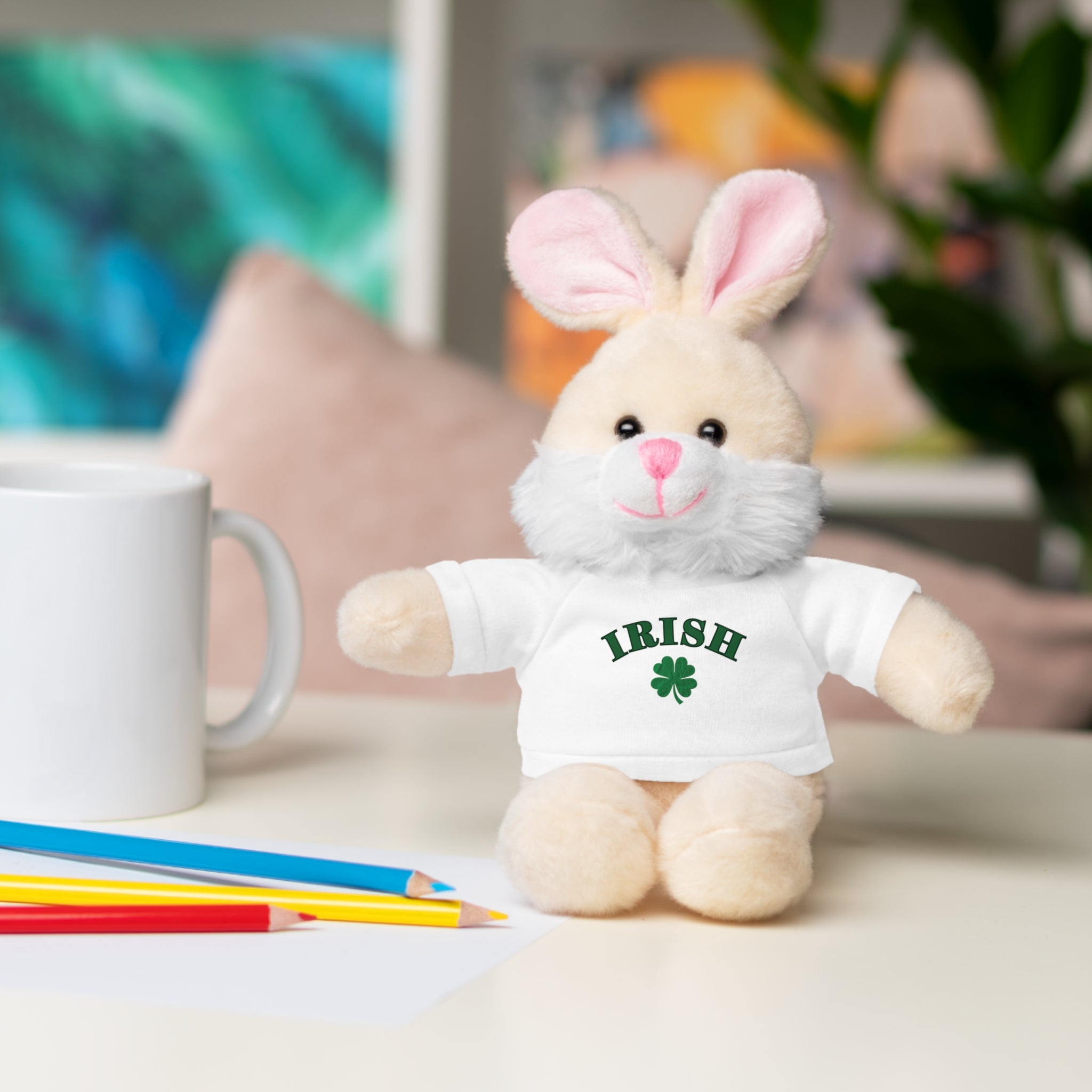 Irish Clover Teddy Bear with 'IRISH' Tee — St. Patrick's Day Plush Gift