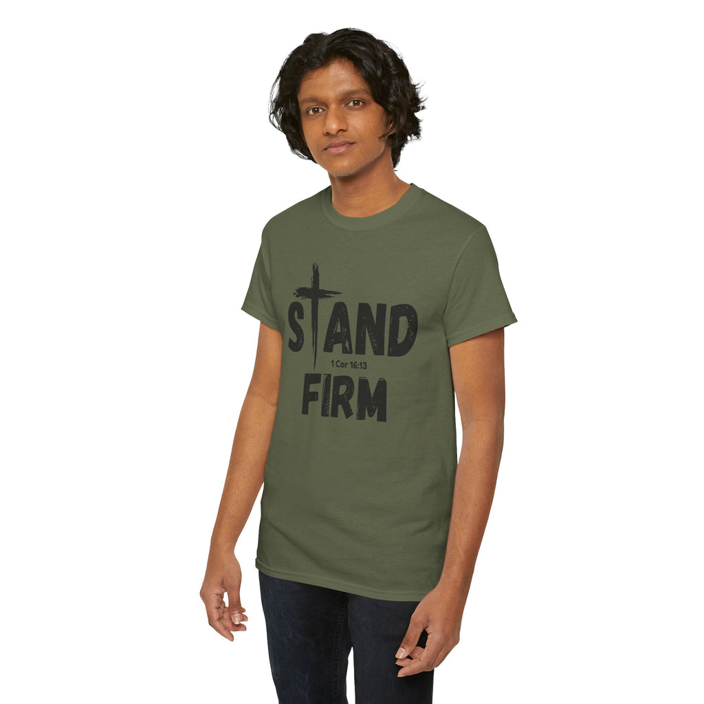 Stand Firm T-Shirt — Christian Faith Tee with Cross & 1 Cor 16:13 Inspirational Design