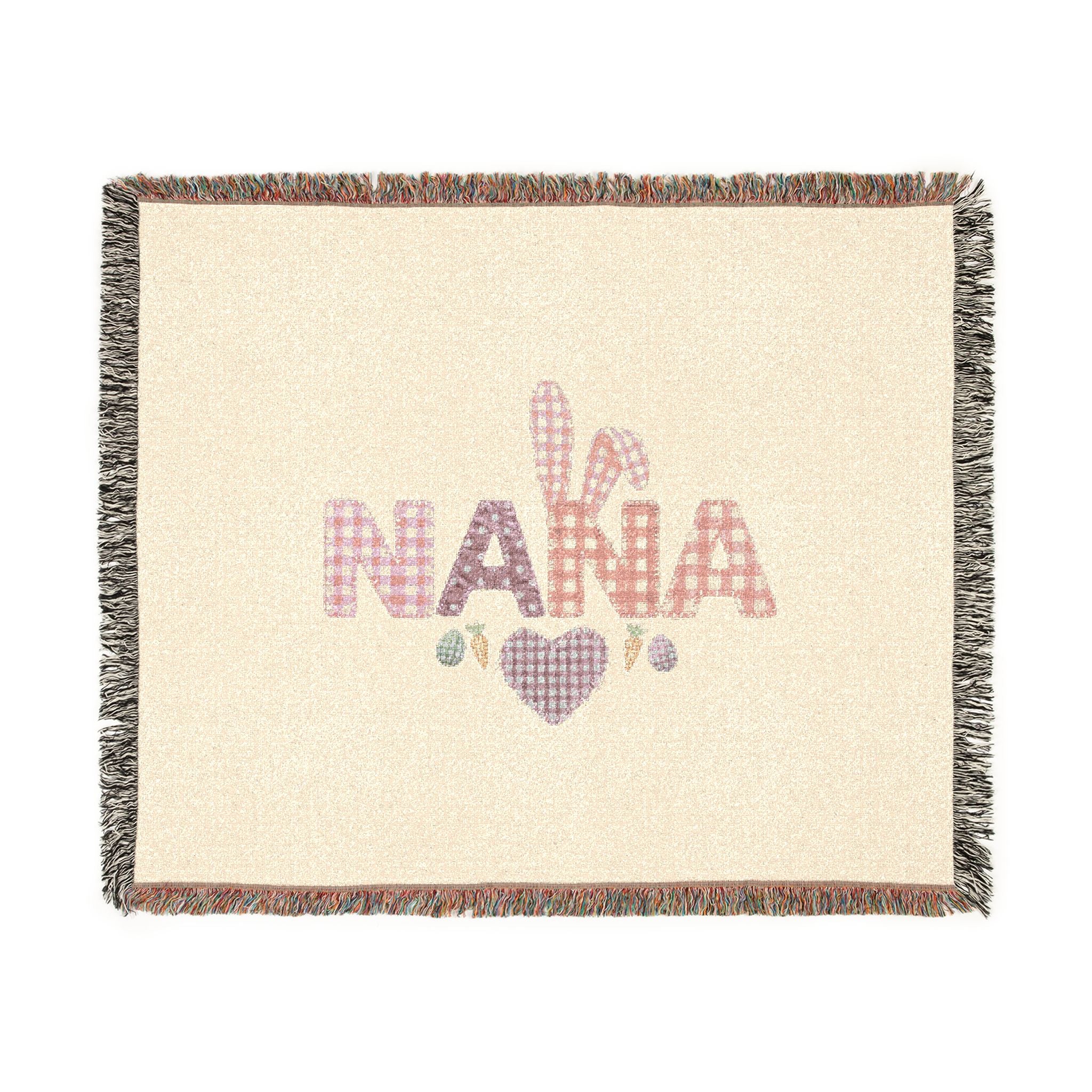 Nana Heart Woven Blanket — Cozy Plaid Patchwork Throw for Grandmothers
