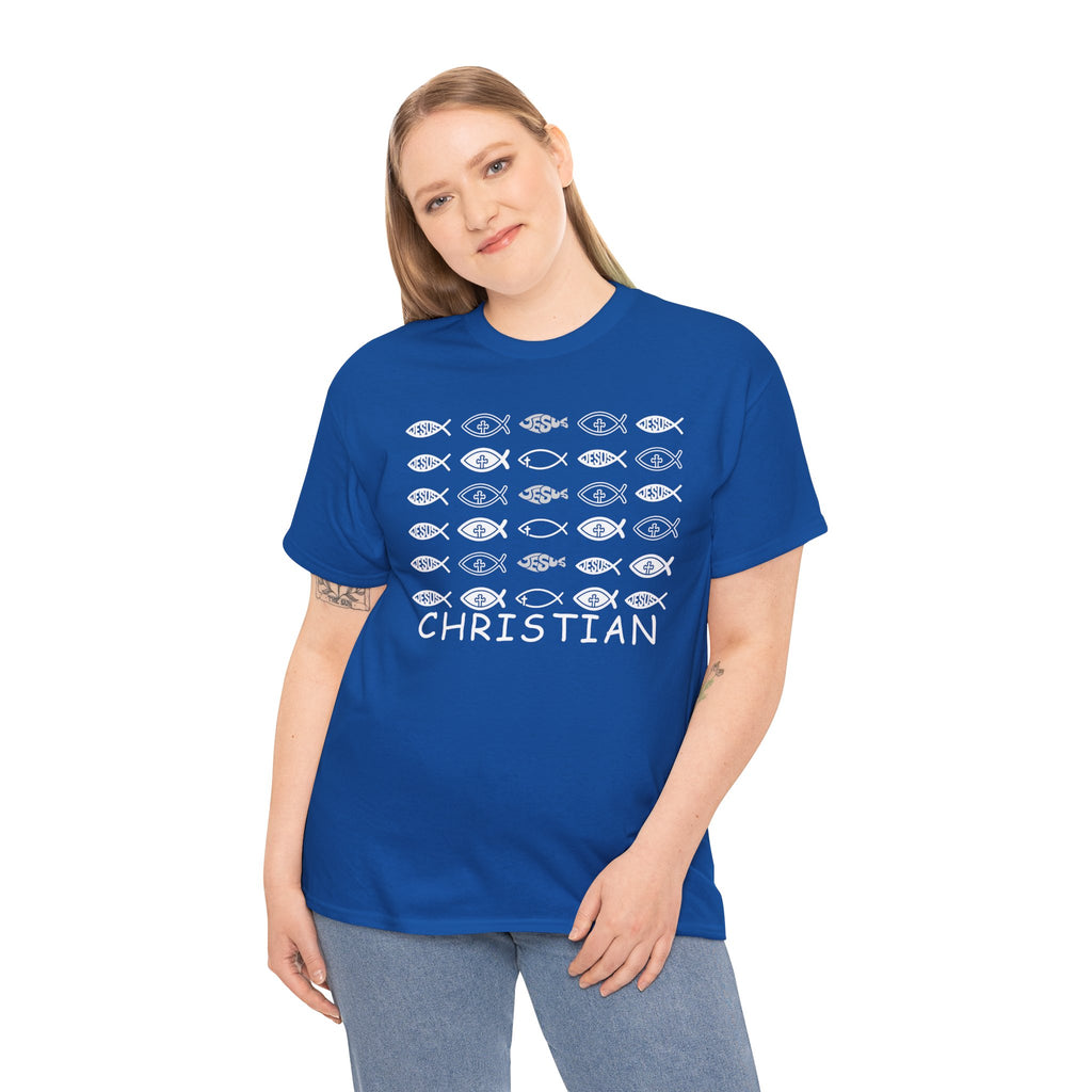Christian Fish Pattern T‑Shirt — Ichthys Faith Tee - JESUS FISH