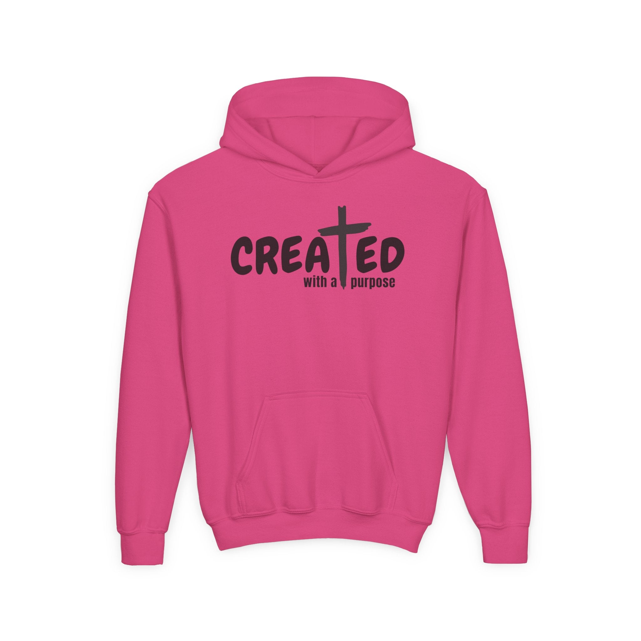 ‘Created With A Purpose’ Youth Hoodie — Christian Faith Kid’s Pullover