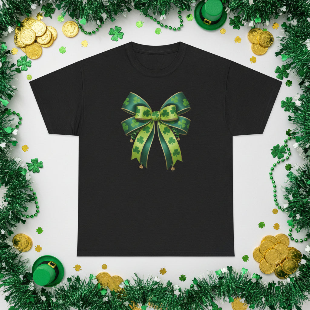St. Patrick's Green Shamrock Bow T-Shirt