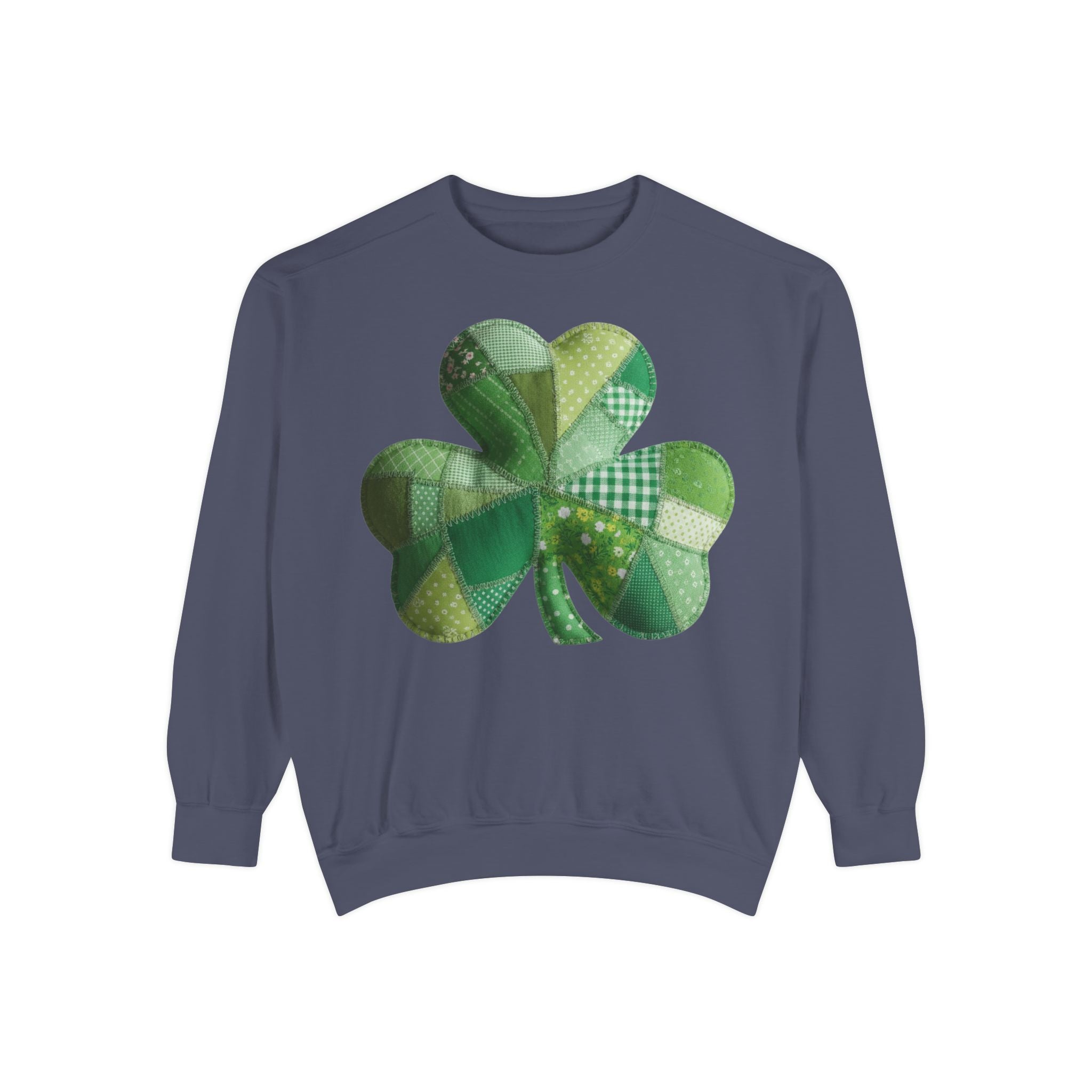 Shamrock Patchwork Sweatshirt — St. Patrick’s Day Green Clover Crewneck
