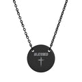 Blessed Circle Necklace — Engraved Cross Pendant