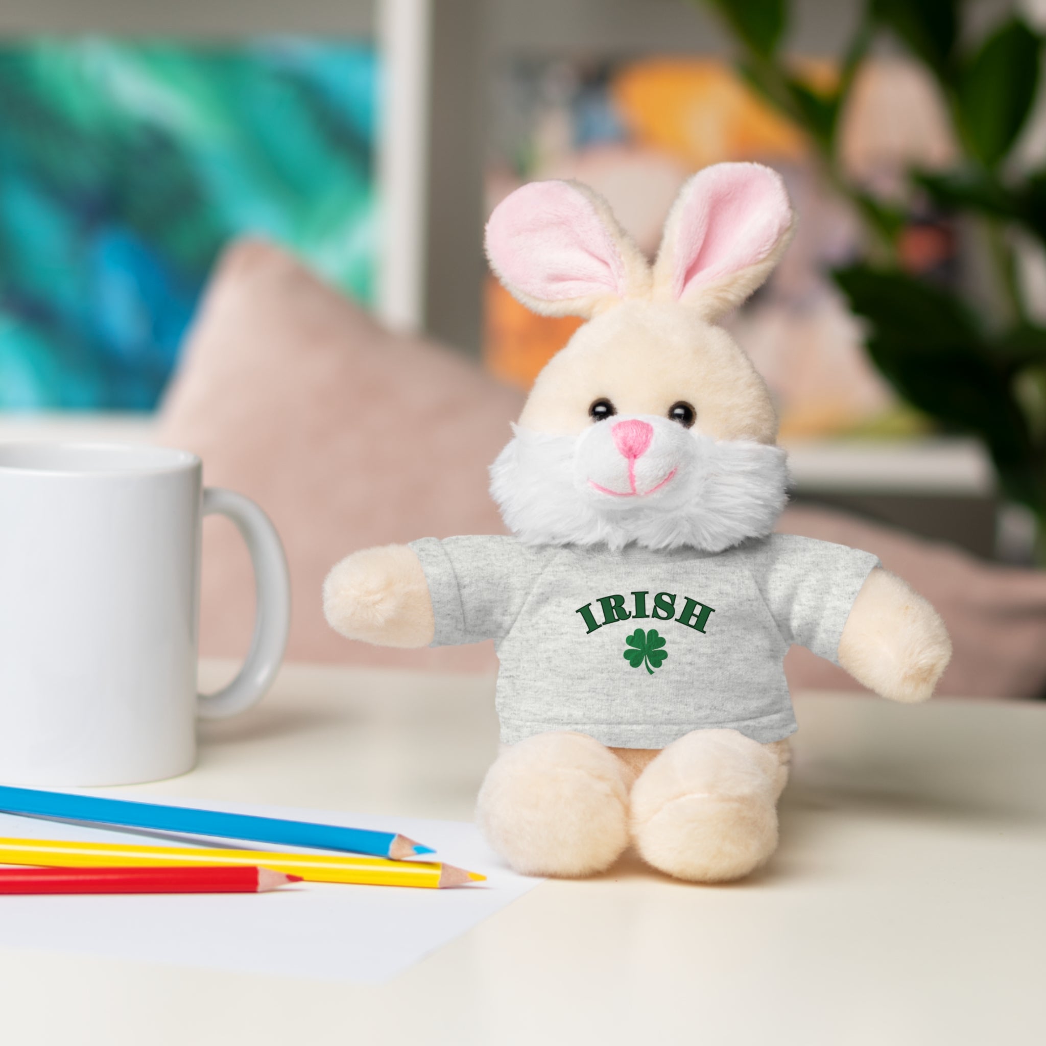 Irish Clover Teddy Bear with 'IRISH' Tee — St. Patrick's Day Plush Gift