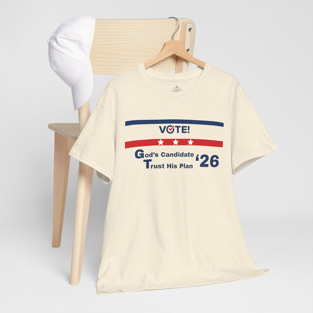 Political Vote '26 T‑Shirt — "God's Candidate Trust His Plan" Patriotic Tee