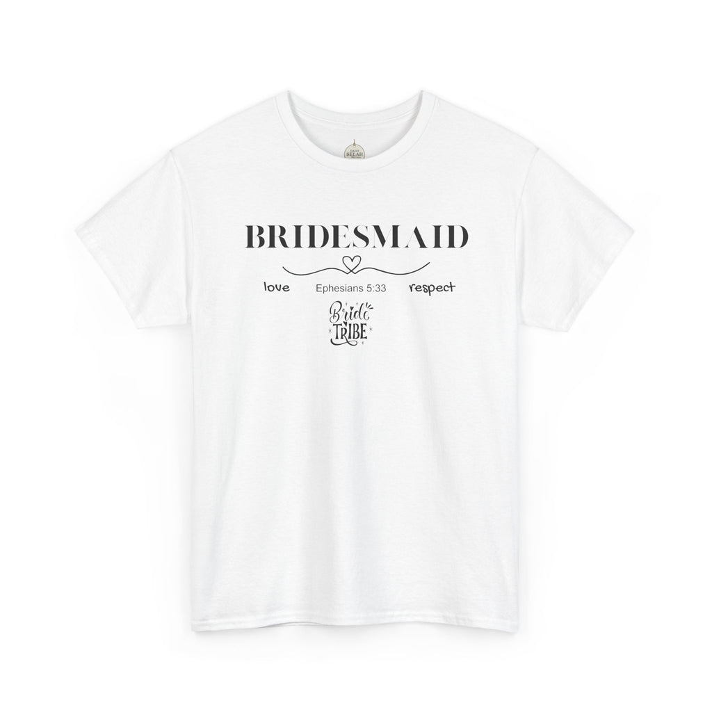 Bridesmaid T-Shirt — Elegant Script Bridal Party Tee (‘Bridesmaid’ with Heart) - Christian