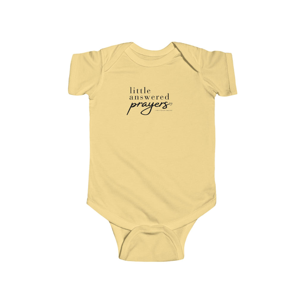 Infant Bodysuit "Little Answered Prayers" – Baby Onesie, Religious Newborn Gift
