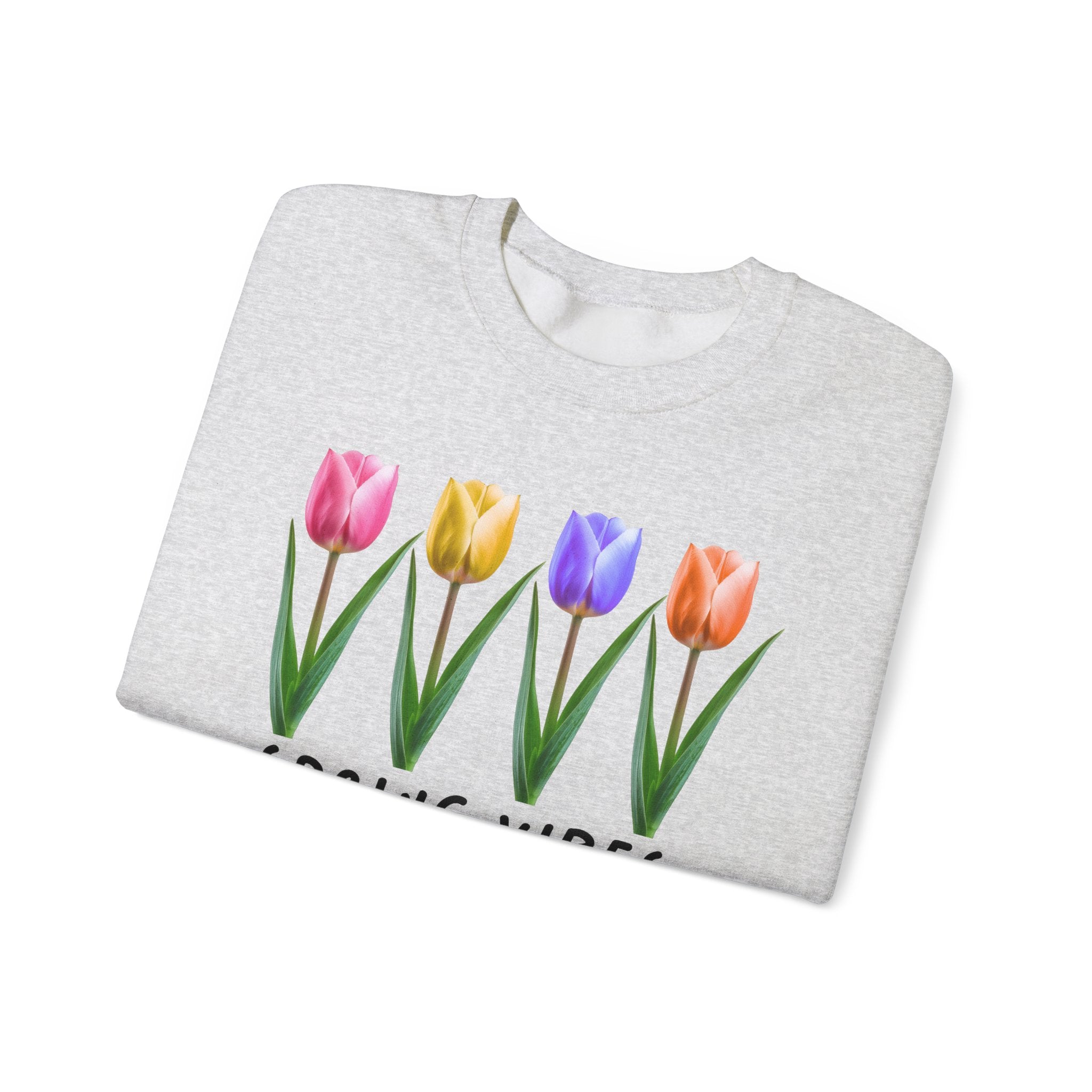 Crewneck Sweatshirt - Spring Vibes Tulips Floral Graphic