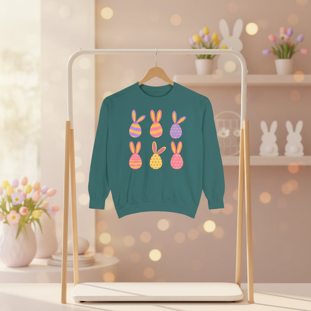 Easter Bunny Egg Sweatshirt — Pastel Bunny-Egg Graphic Pullover