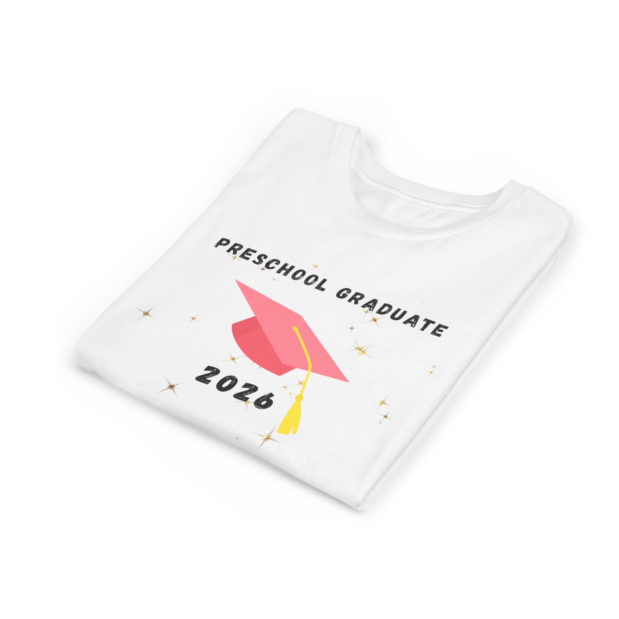 Preschool Graduate 2026 Youth Tee — Pink Graduation Cap Kids Shirt