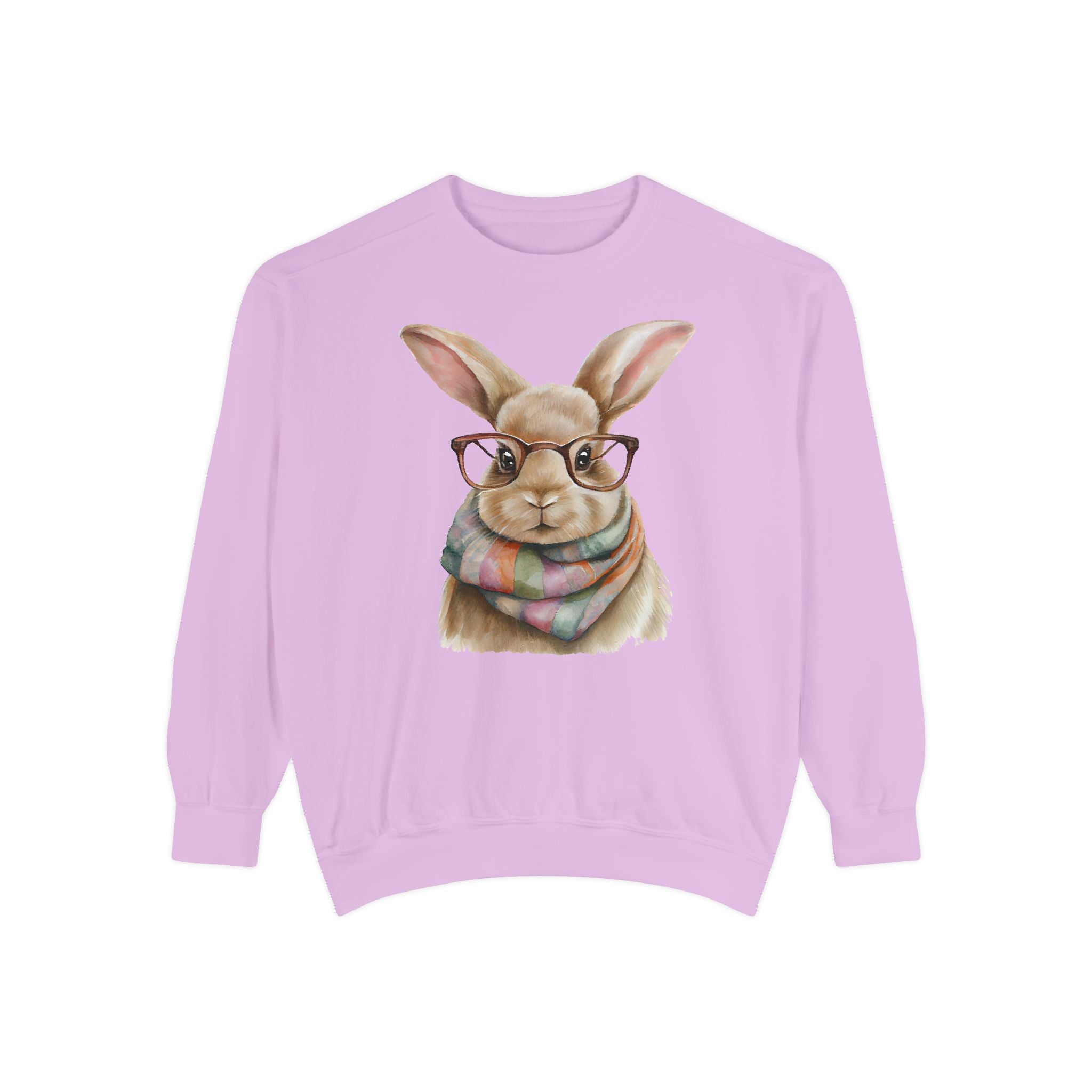 Library Book Bunny in Scarf Sweatshirt (Comfort Colors)