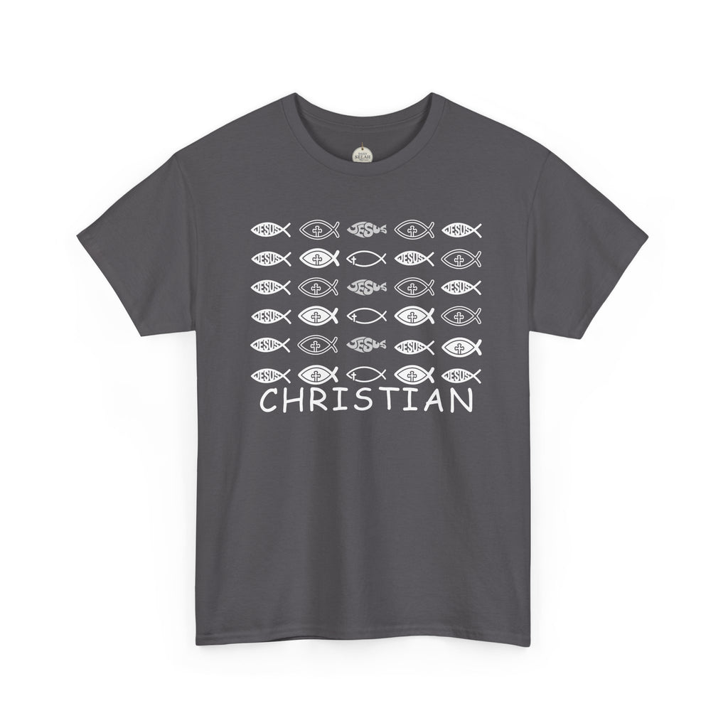 Christian Fish Pattern T‑Shirt — Ichthys Faith Tee - JESUS FISH