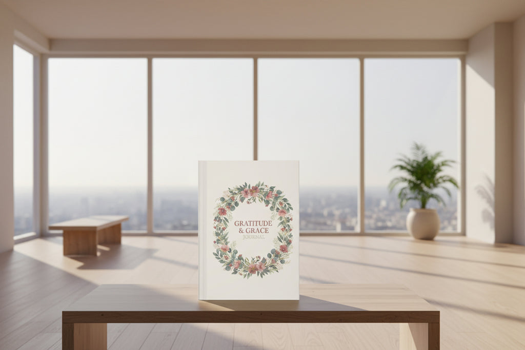 Gratitude & Grace Hardcover Journal — Floral Wreath Keepsake