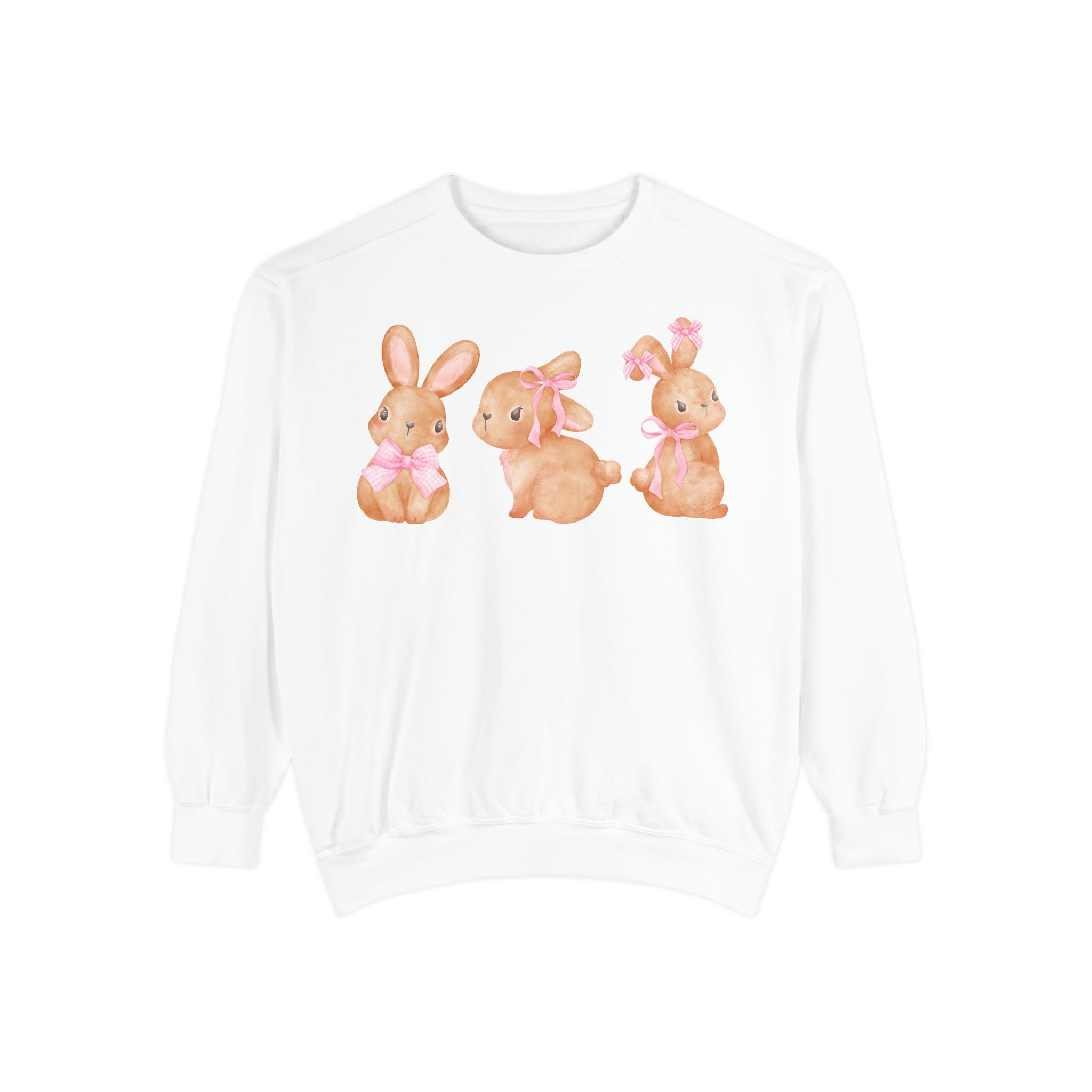 Comfort Colors - Easter Bunny Trio Sweatshirt — Cute Pastel Rabbit Graphic Pullover