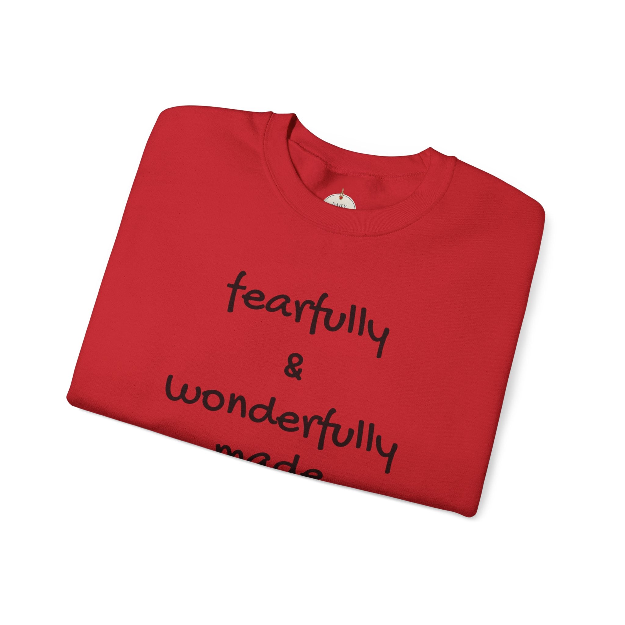 Faith-Based Crewneck Sweatshirt — "Fearfully & Wonderfully Made" Inspirational Pullover