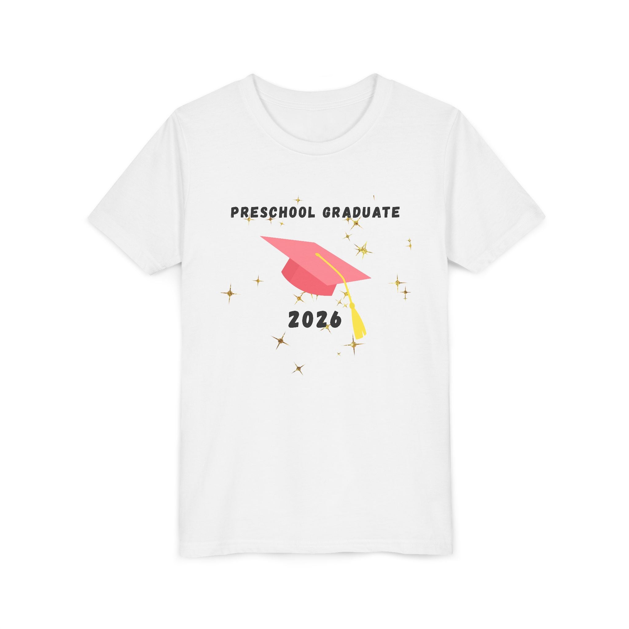 Preschool Graduate 2026 Youth Tee — Pink Graduation Cap Kids Shirt
