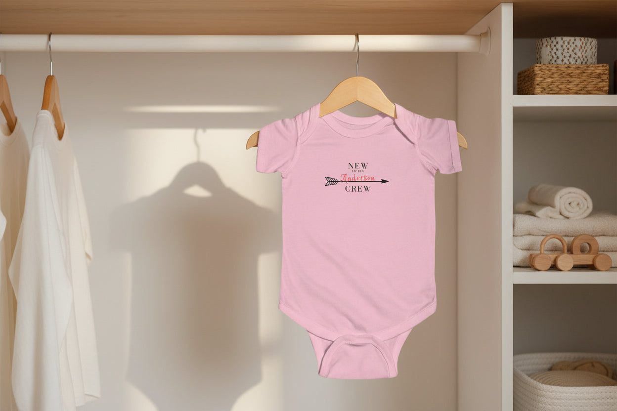 Personalized 'New to the ___ Crew' Infant Bodysuit — Baby Announcement & Newborn Welcome