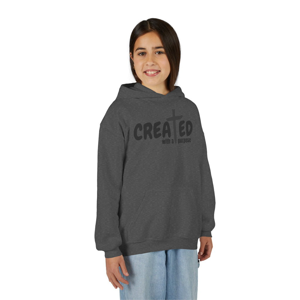 ‘Created With A Purpose’ Youth Hoodie — Christian Faith Kid’s Pullover