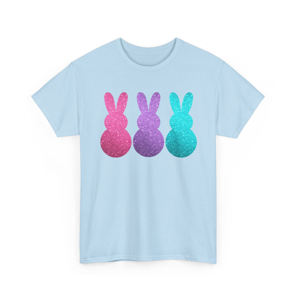 Glitter Pastel Bunny Trio Tee | Easter Rabbit Silhouette Shirt