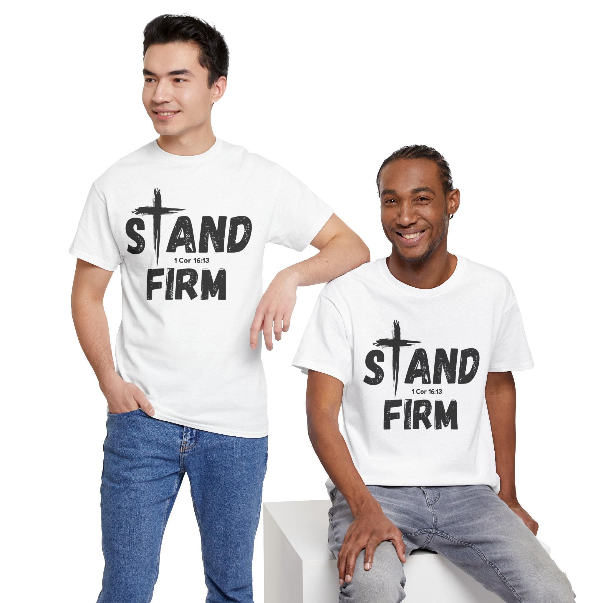 Stand Firm T-Shirt — Christian Faith Tee with Cross & 1 Cor 16:13 Inspirational Design
