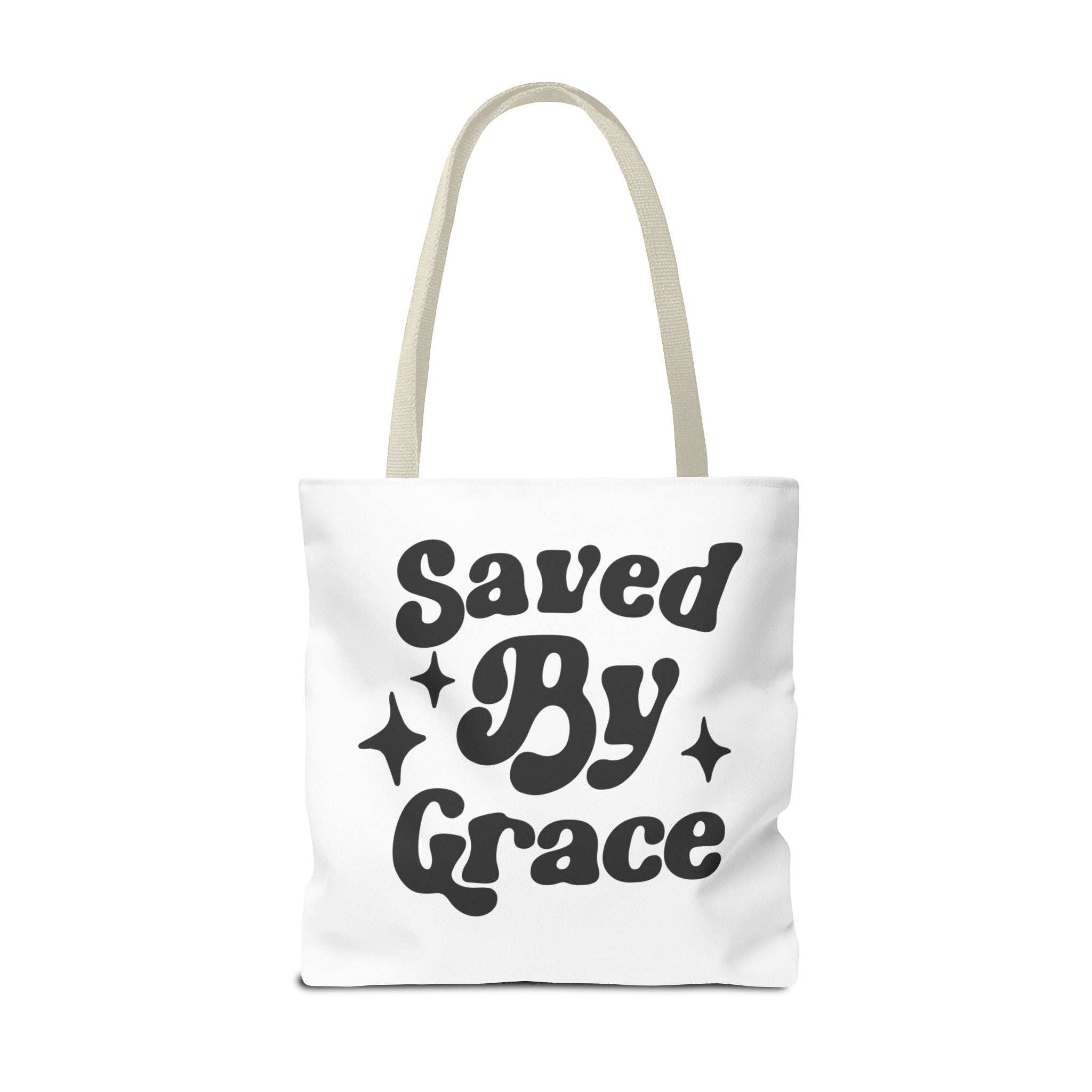 Saved By Grace Tote Bag — Christian Faith Statement Canvas Tote