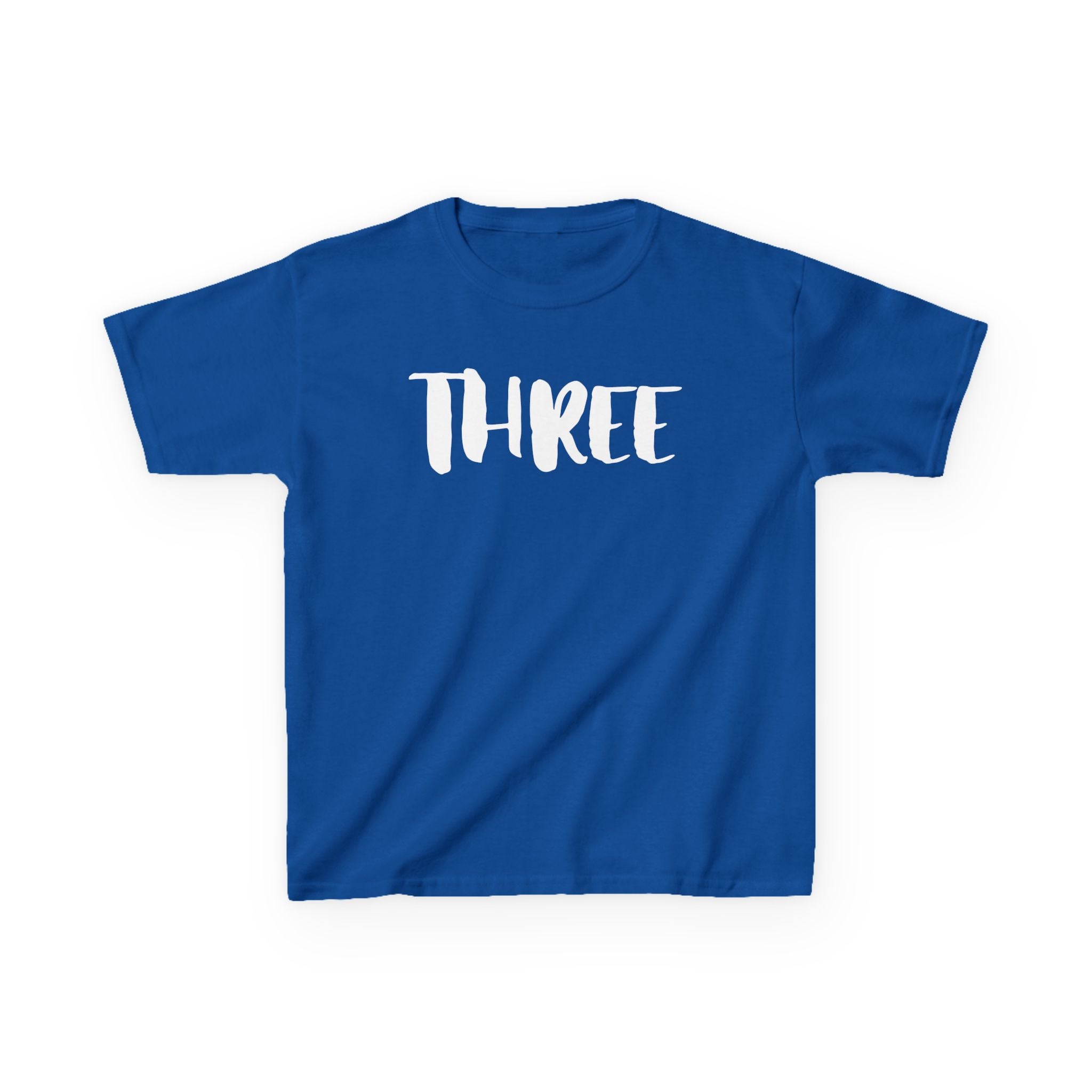 Kids Tee — "Three" Birthday Shirt, 3rd Birthday Toddler T‑Shirt