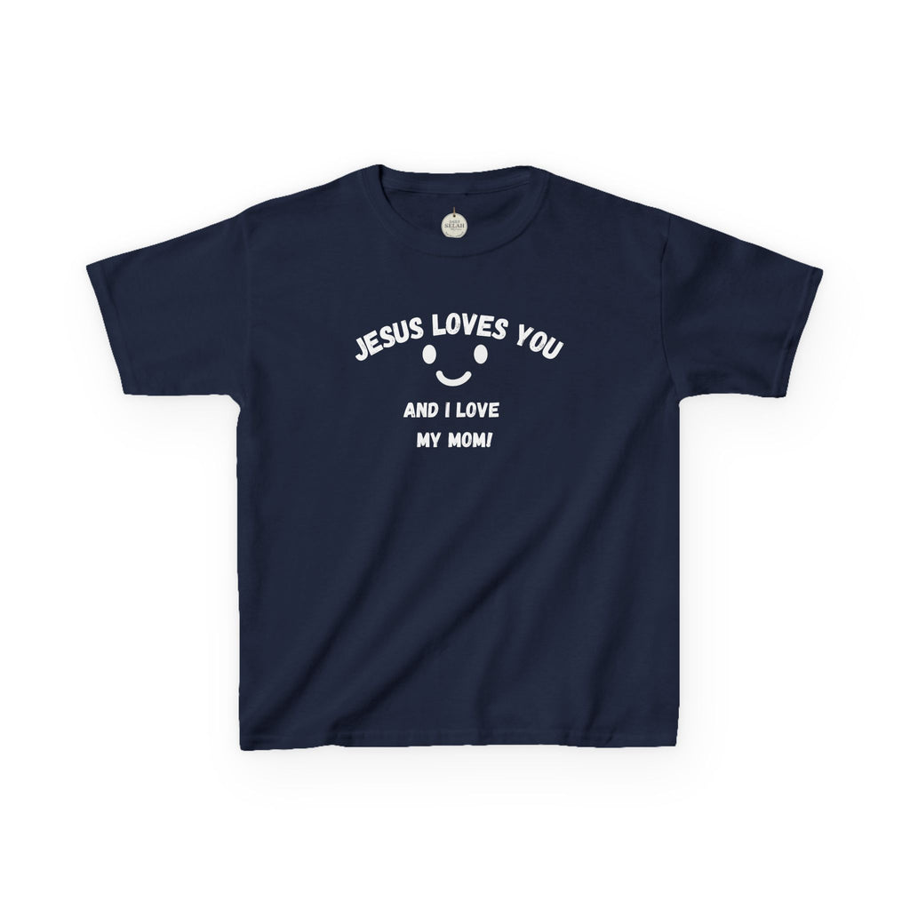 Kids T-Shirt — "Jesus Loves You" Smiley Flower Christian Tee