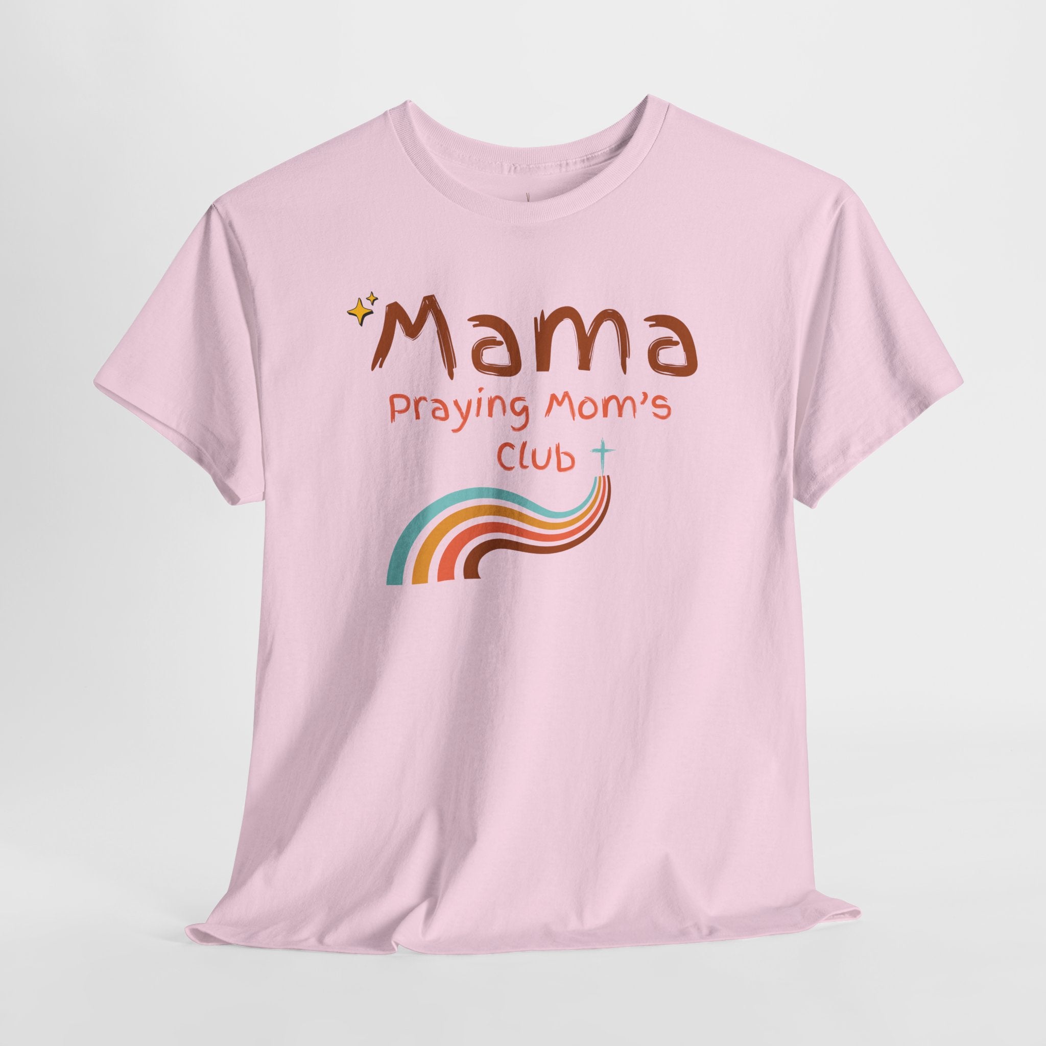 Mama Praying Mom's Club Tee — Inspirational Christian Mama T-Shirt with Rainbow - Mother's Day Gift