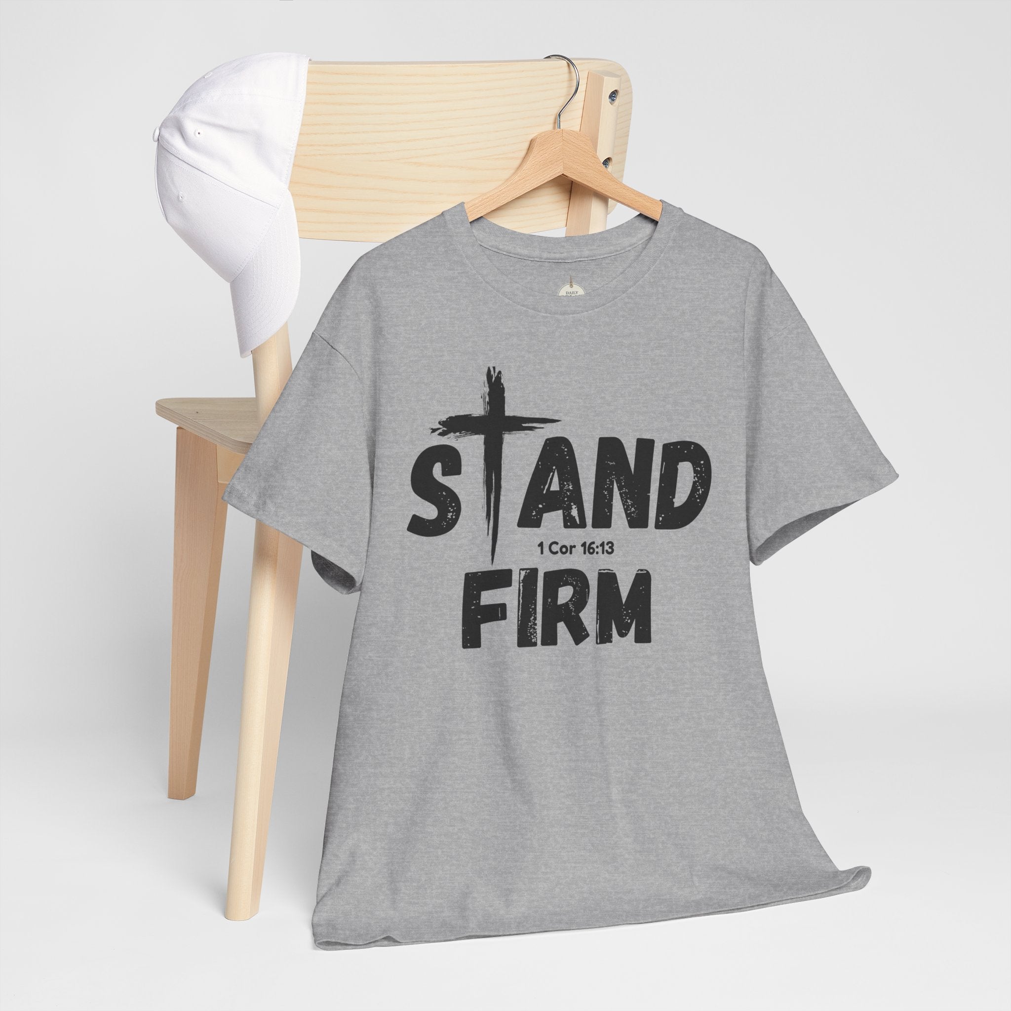 Stand Firm T-Shirt — Christian Faith Tee with Cross & 1 Cor 16:13 Inspirational Design