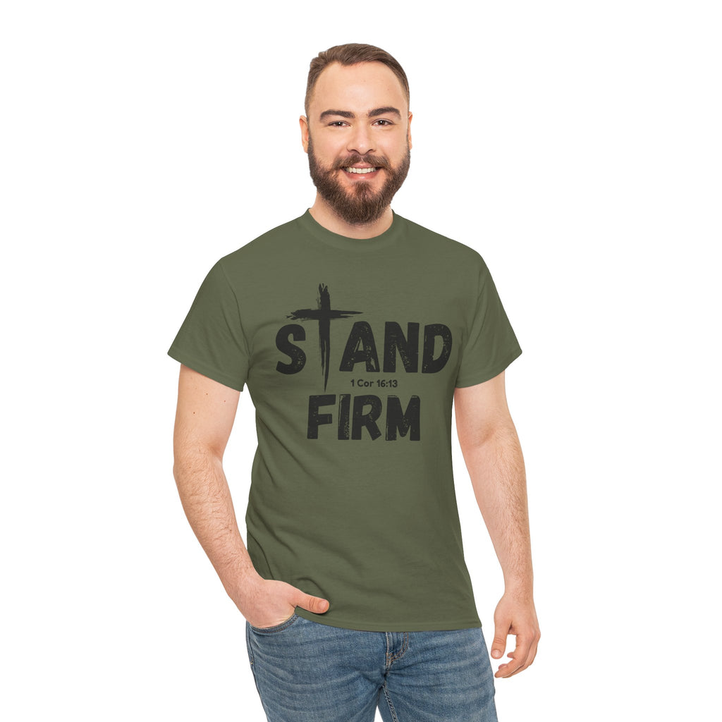 Stand Firm T-Shirt — Christian Faith Tee with Cross & 1 Cor 16:13 Inspirational Design