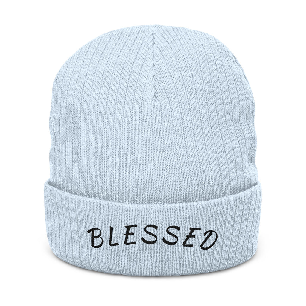 Blessed Embroidered Beanie | Ribbed Knit Cuffed Hat