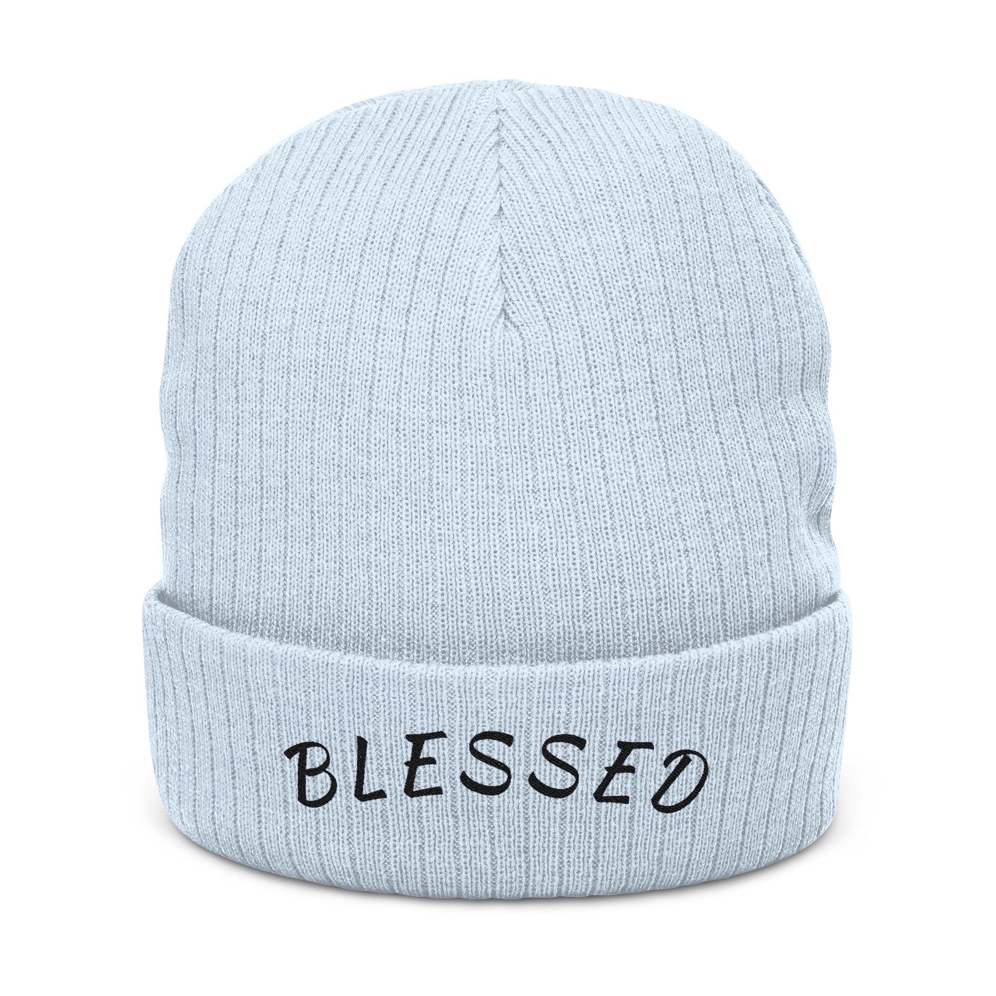 Blessed Embroidered Beanie | Ribbed Knit Cuffed Hat
