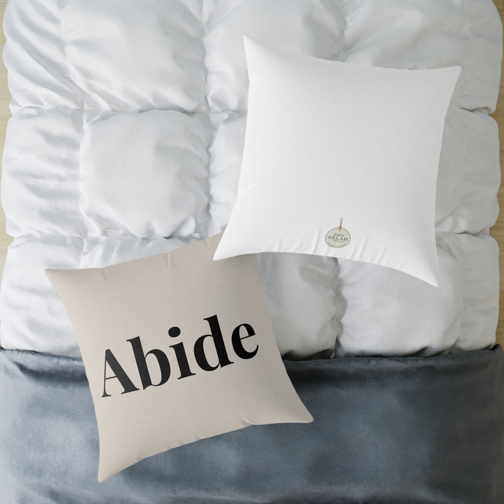 Abide Decorative Pillow — Minimalist Faith Inspired Canvas Throw Pillow with Typographic Text