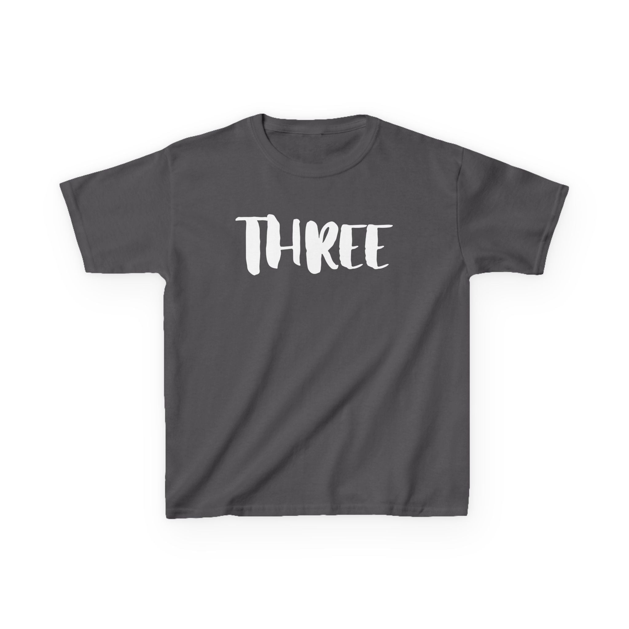 Kids Tee — "Three" Birthday Shirt, 3rd Birthday Toddler T‑Shirt