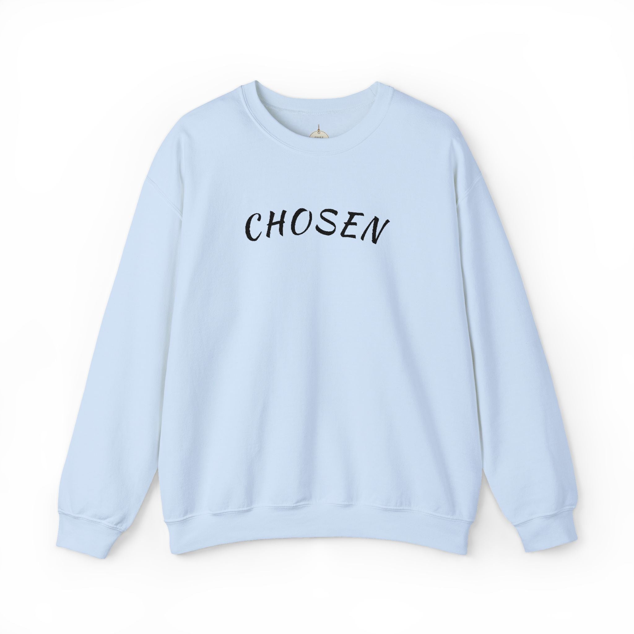 Embroidered Chosen Crewneck Sweatshirt — Minimalist Pullover with 'CHOSEN' Text