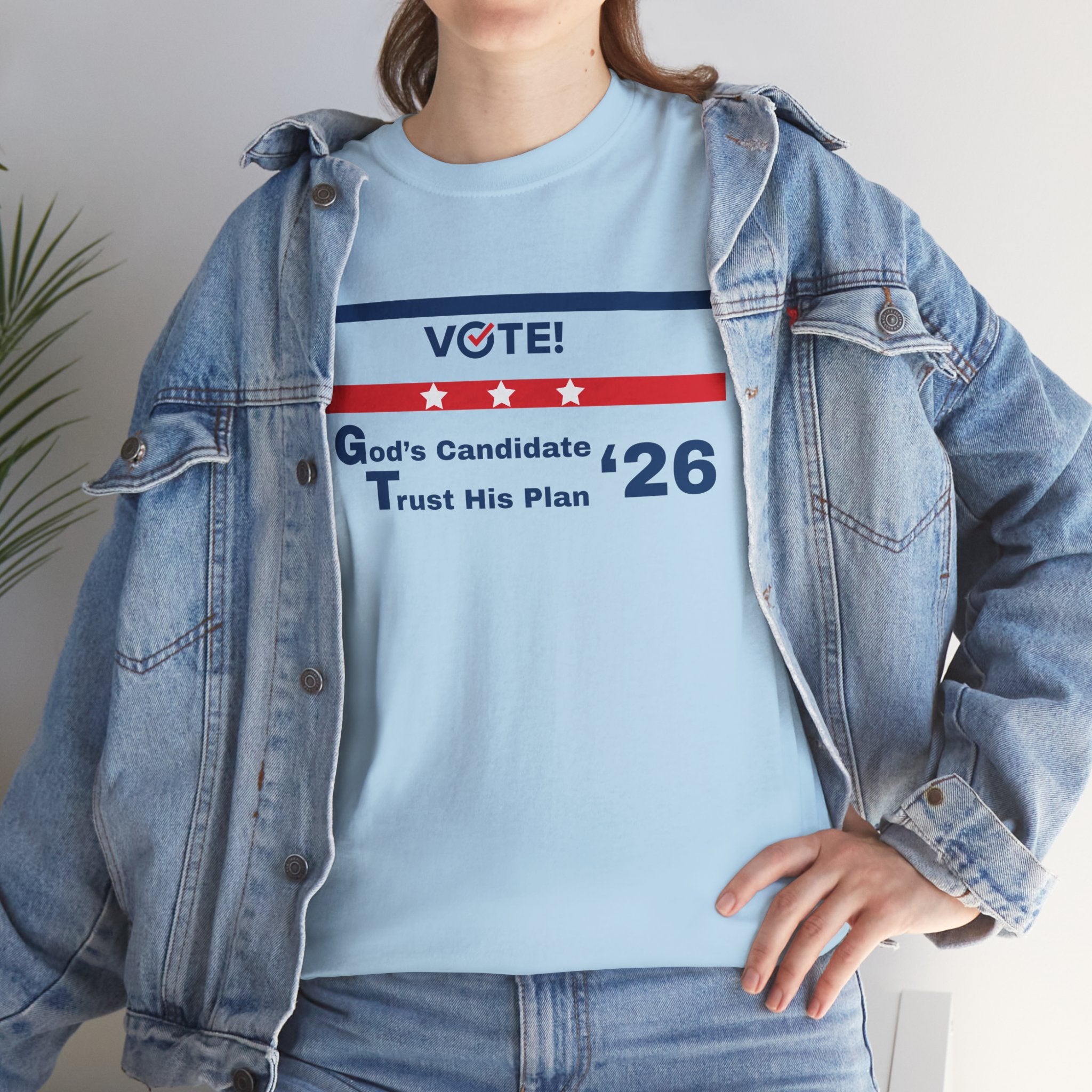 Political Vote '26 T‑Shirt — "God's Candidate Trust His Plan" Patriotic Tee