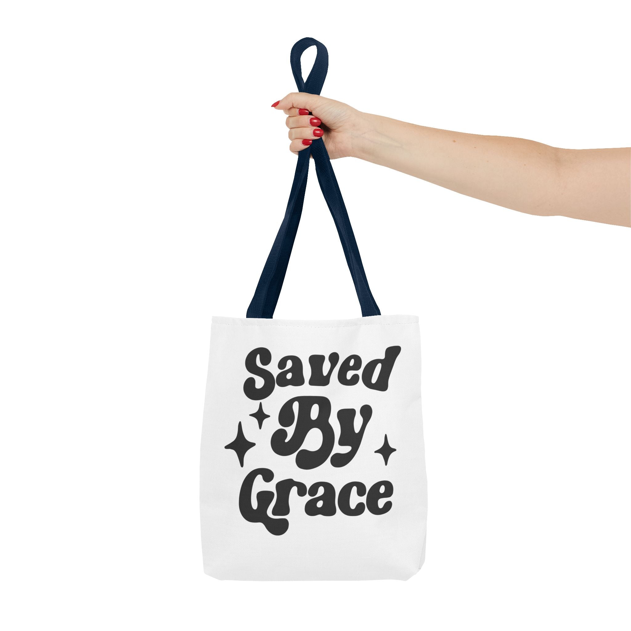 Saved By Grace Tote Bag — Christian Faith Statement Canvas Tote