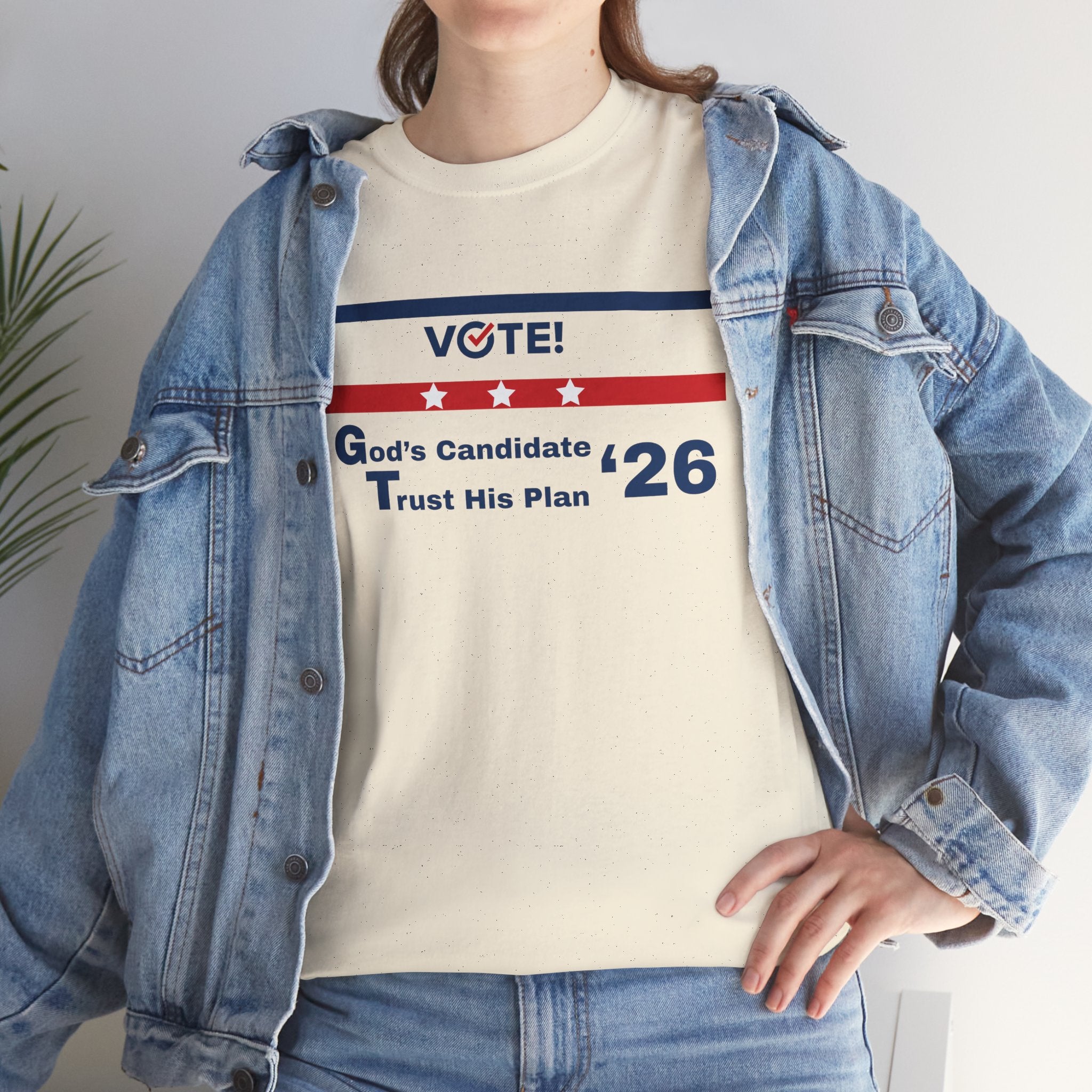 Political Vote '26 T‑Shirt — "God's Candidate Trust His Plan" Patriotic Tee