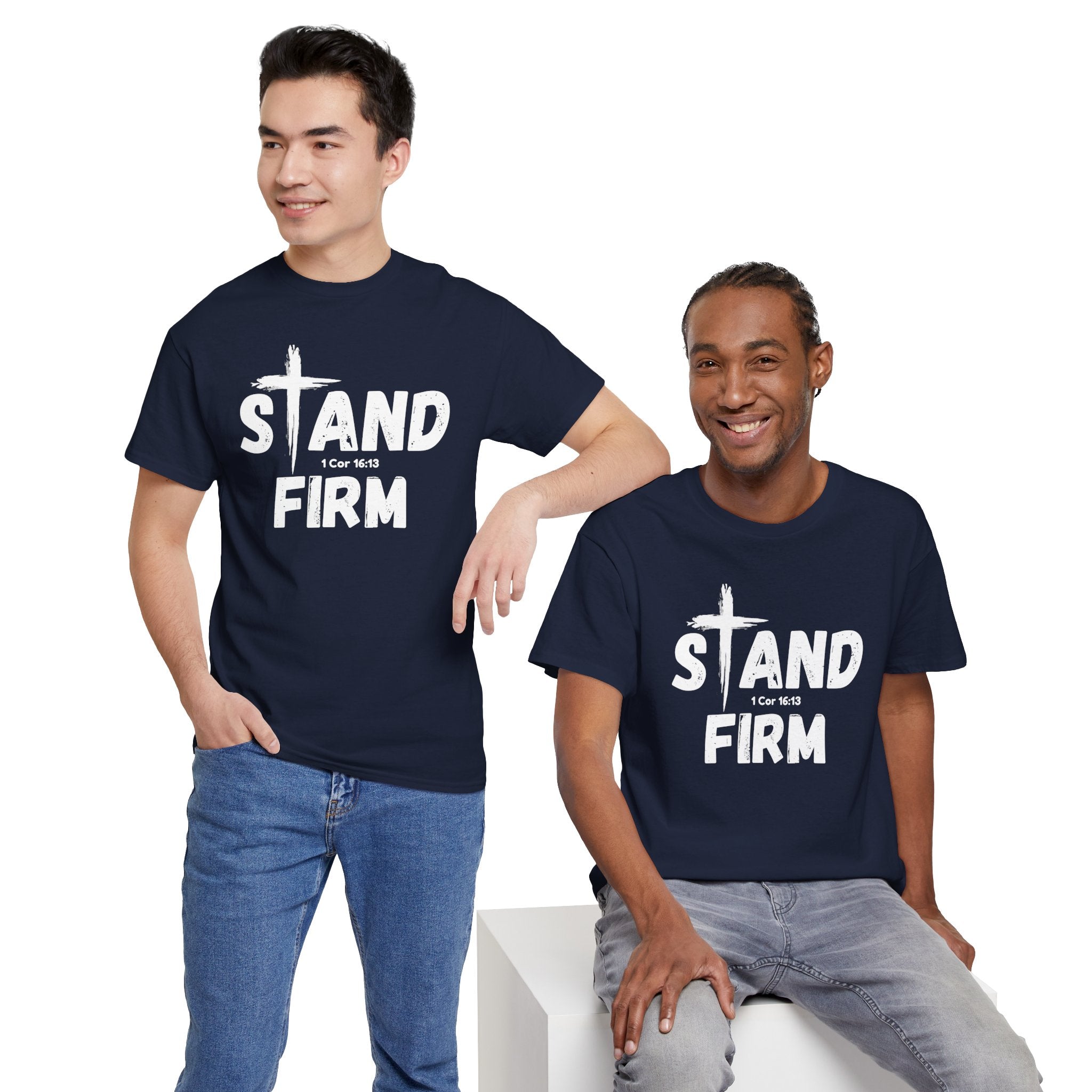 Stand Firm T-Shirt — Christian Faith Tee with Cross & 1 Cor 16:13 Inspirational Design