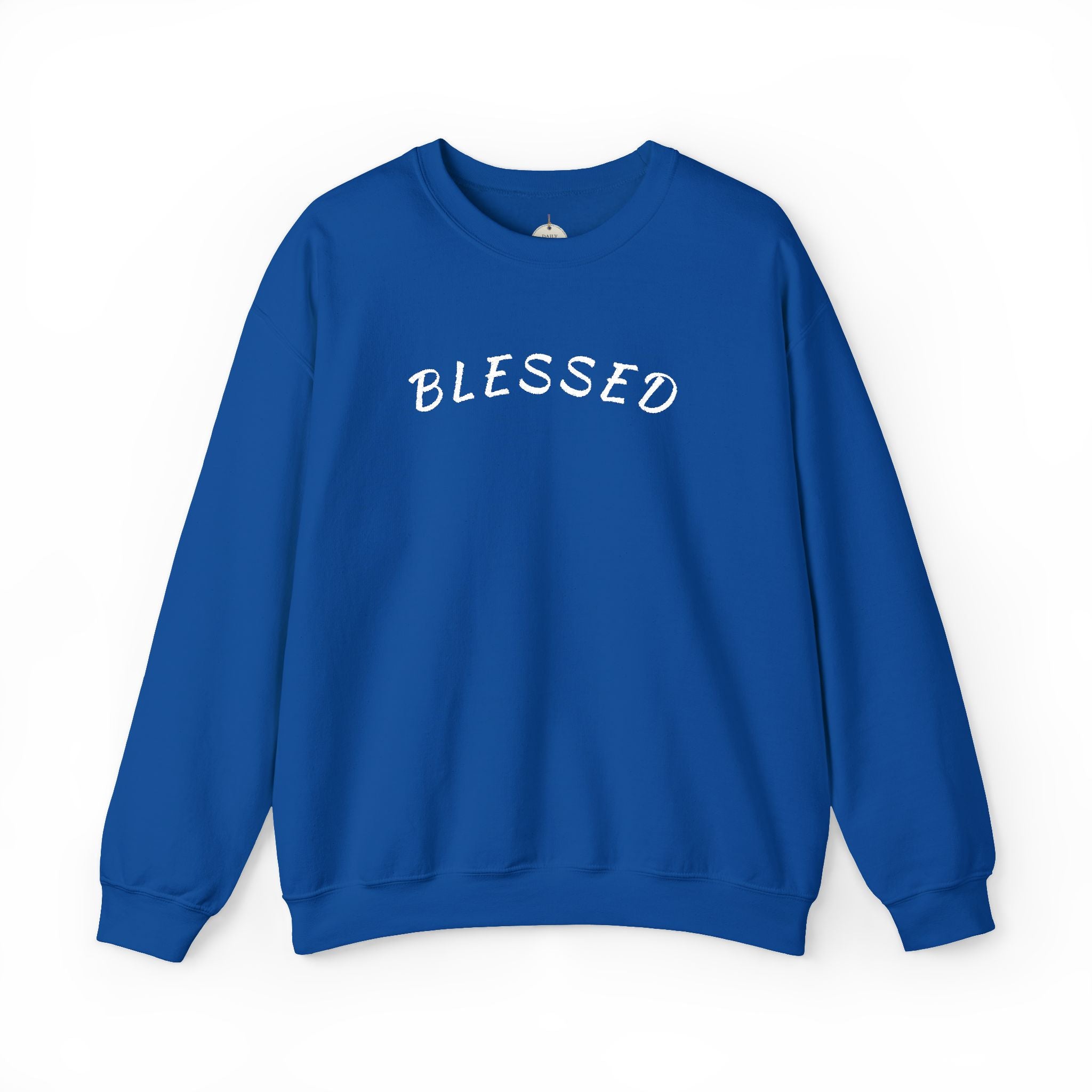 Embroidered Blessed Crewneck Sweatshirt — Minimal Faith-Inspired Pullover