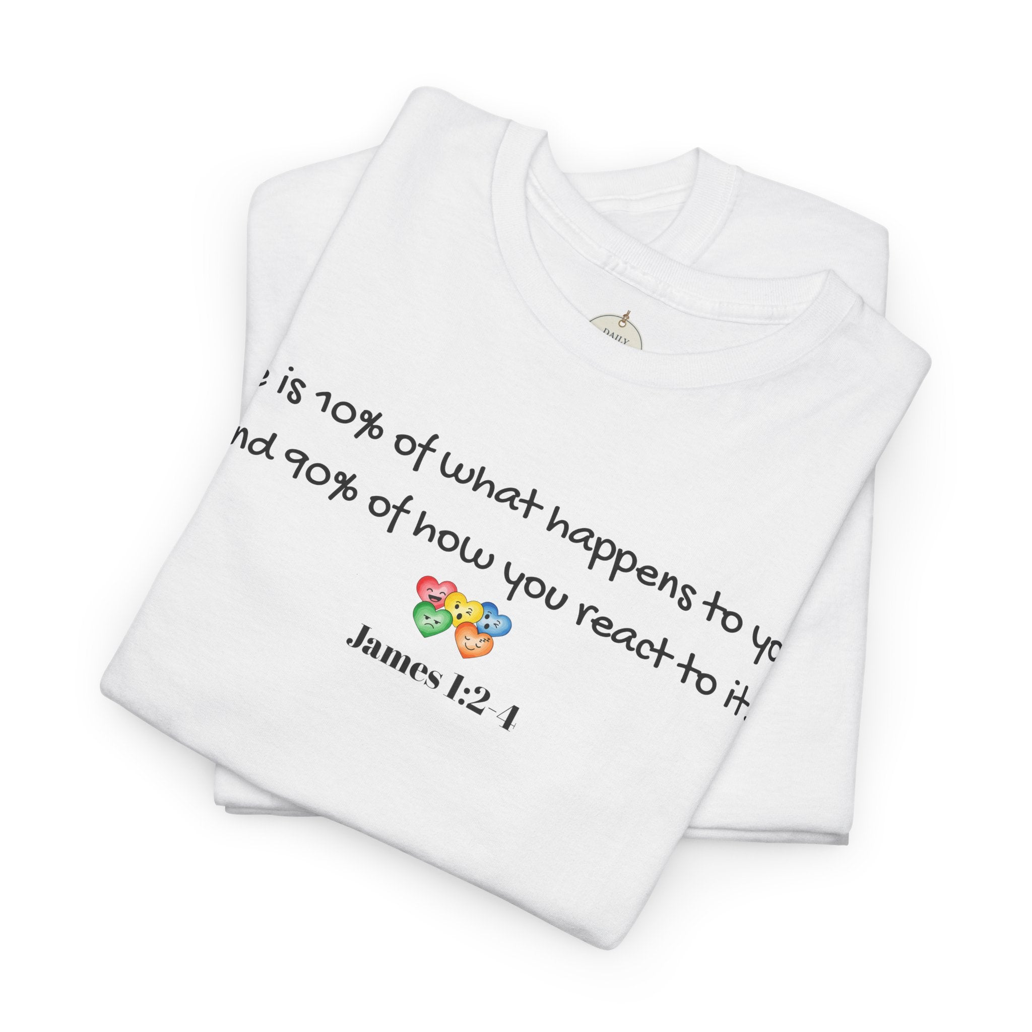 Bible Verse T‑Shirt – "Life is 10% of what happens to you" James 1:2-1 Inspirational Tee