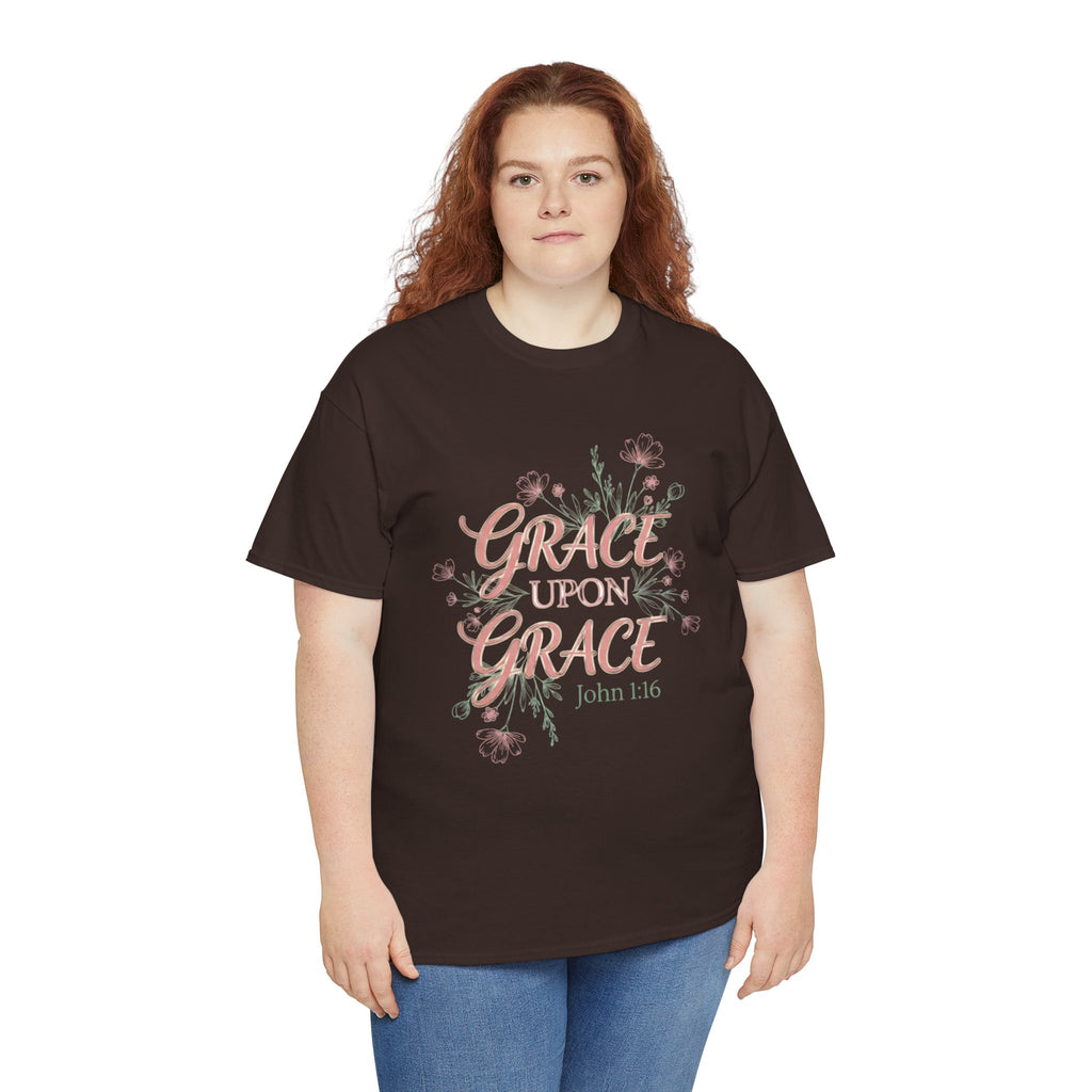 Grace Upon Grace Tee — John 1:16 Floral Christian T-Shirt