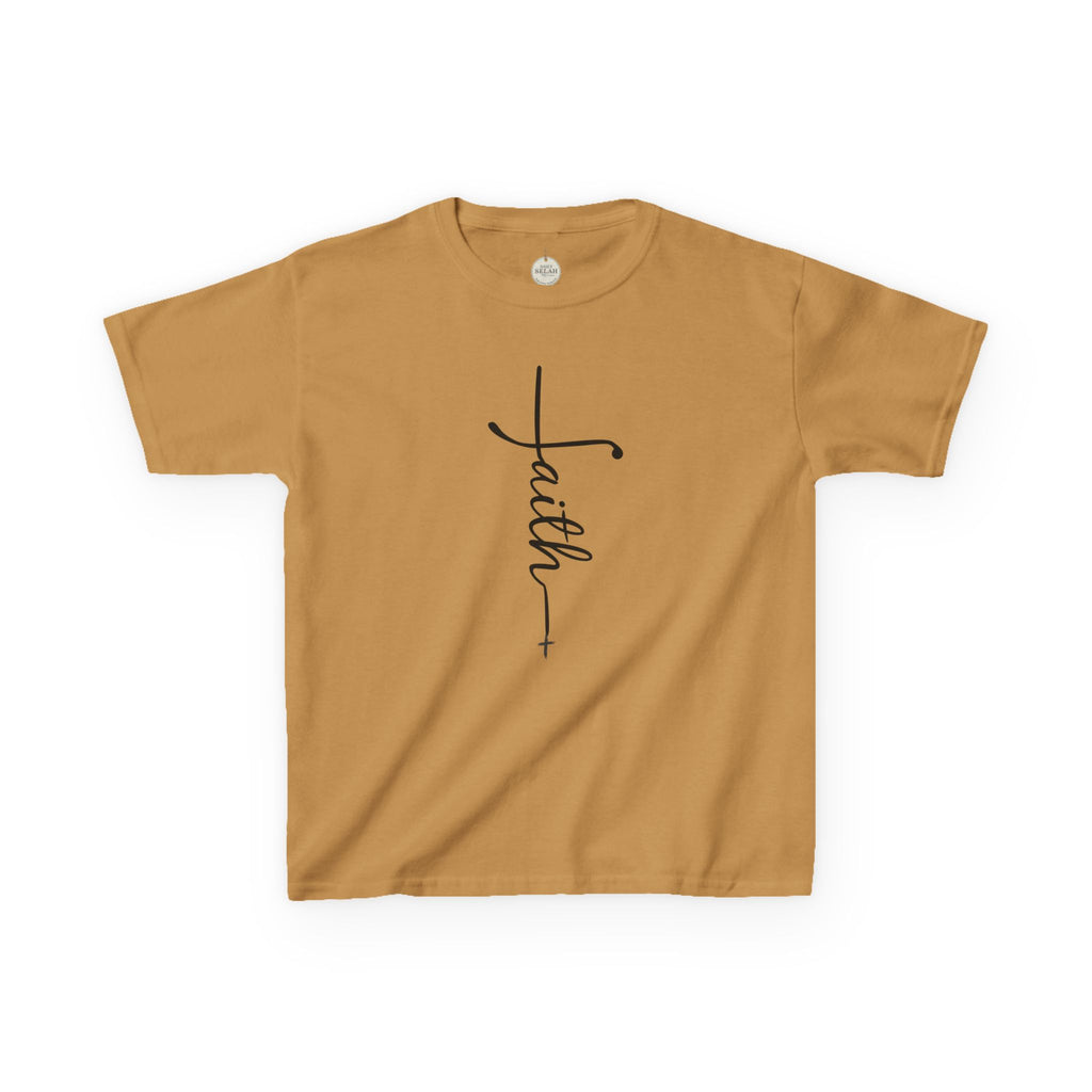 Kids Tee — Vertical "faith" Cross Script Graphic