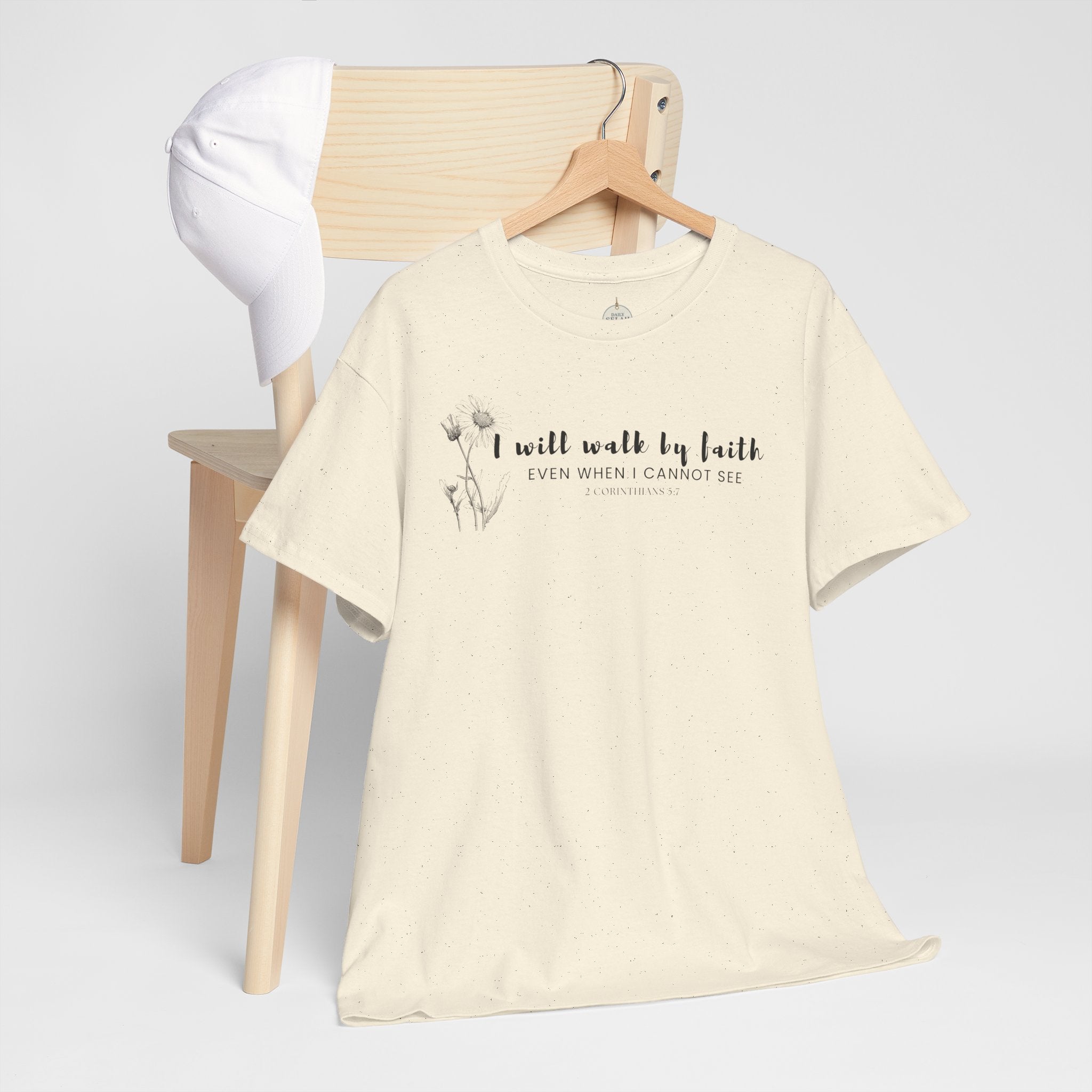 Faith Graphic Tee — "I Will Walk by Faith" Minimal Christian T-Shirt