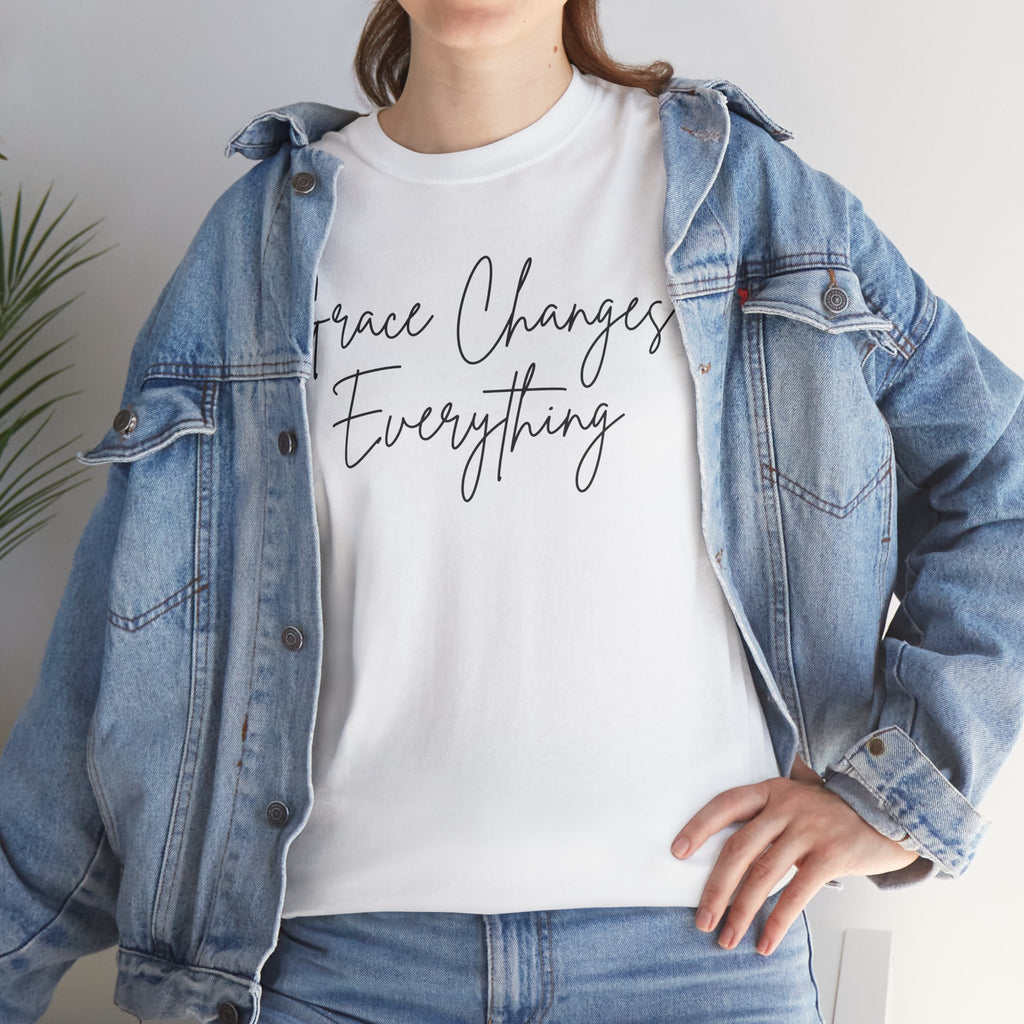 Grace Changes Everything tee | with Faith cross vertical back design