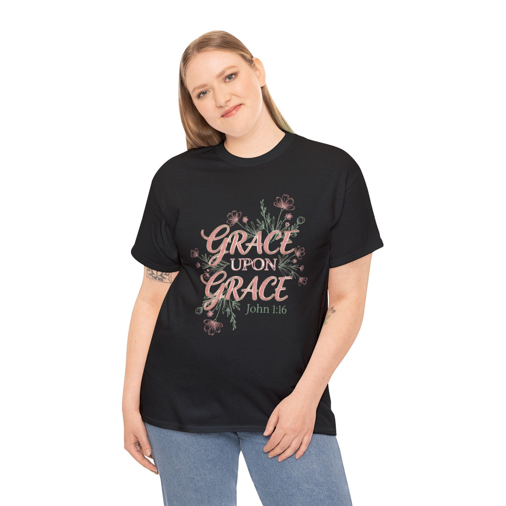 Grace Upon Grace Tee — John 1:16 Floral Christian T-Shirt