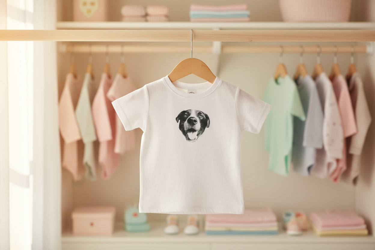 Infant Tee – Smiling Dog Face Baby Shirt