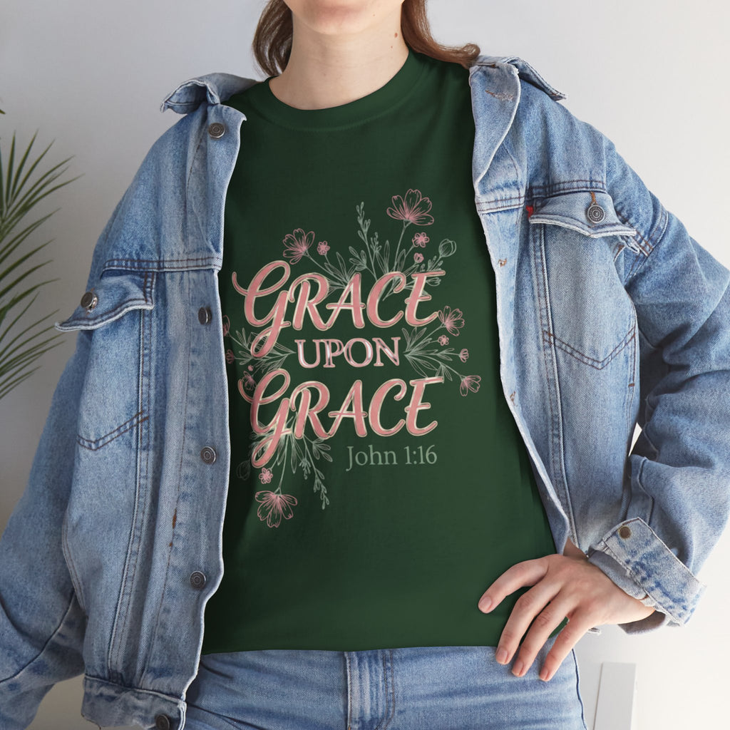Grace Upon Grace Tee — John 1:16 Floral Christian T-Shirt