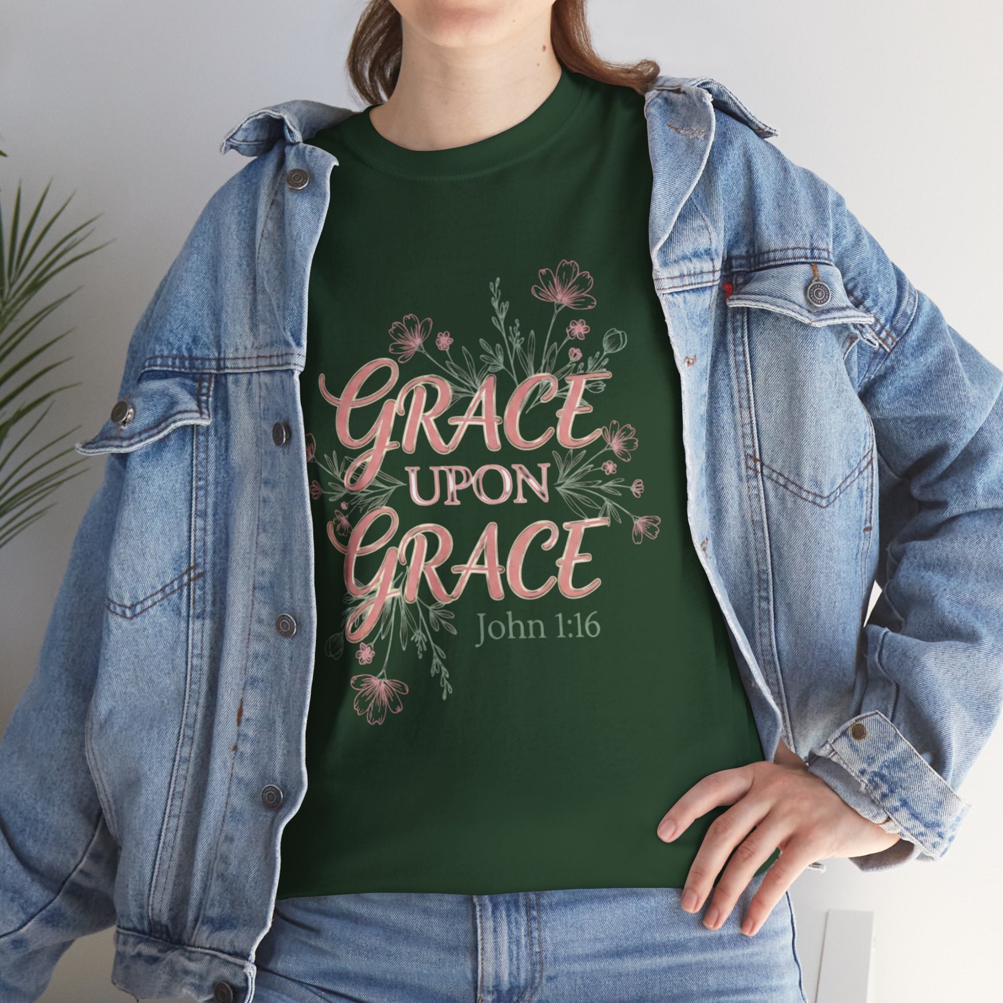 Grace Upon Grace Tee — John 1:16 Floral Christian T-Shirt
